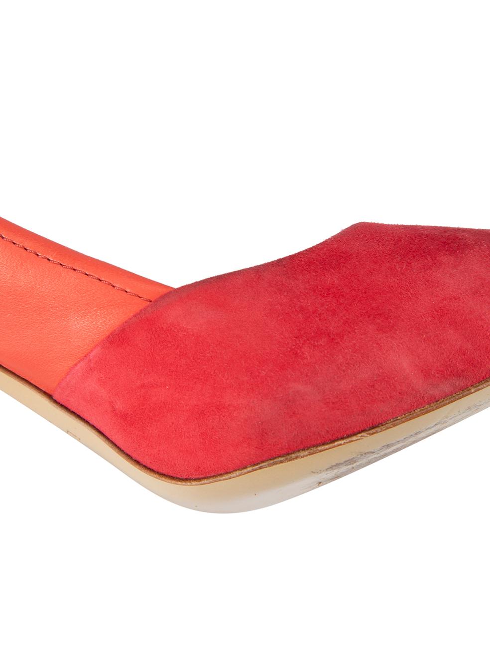 Lanvin Women's Red Suede & Leather Panel Pointed Toe Pumps For Sale 2