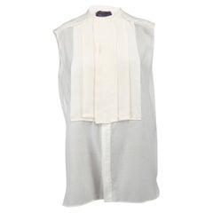 Lanvin Women's White Sleeveless Button Up Blouse