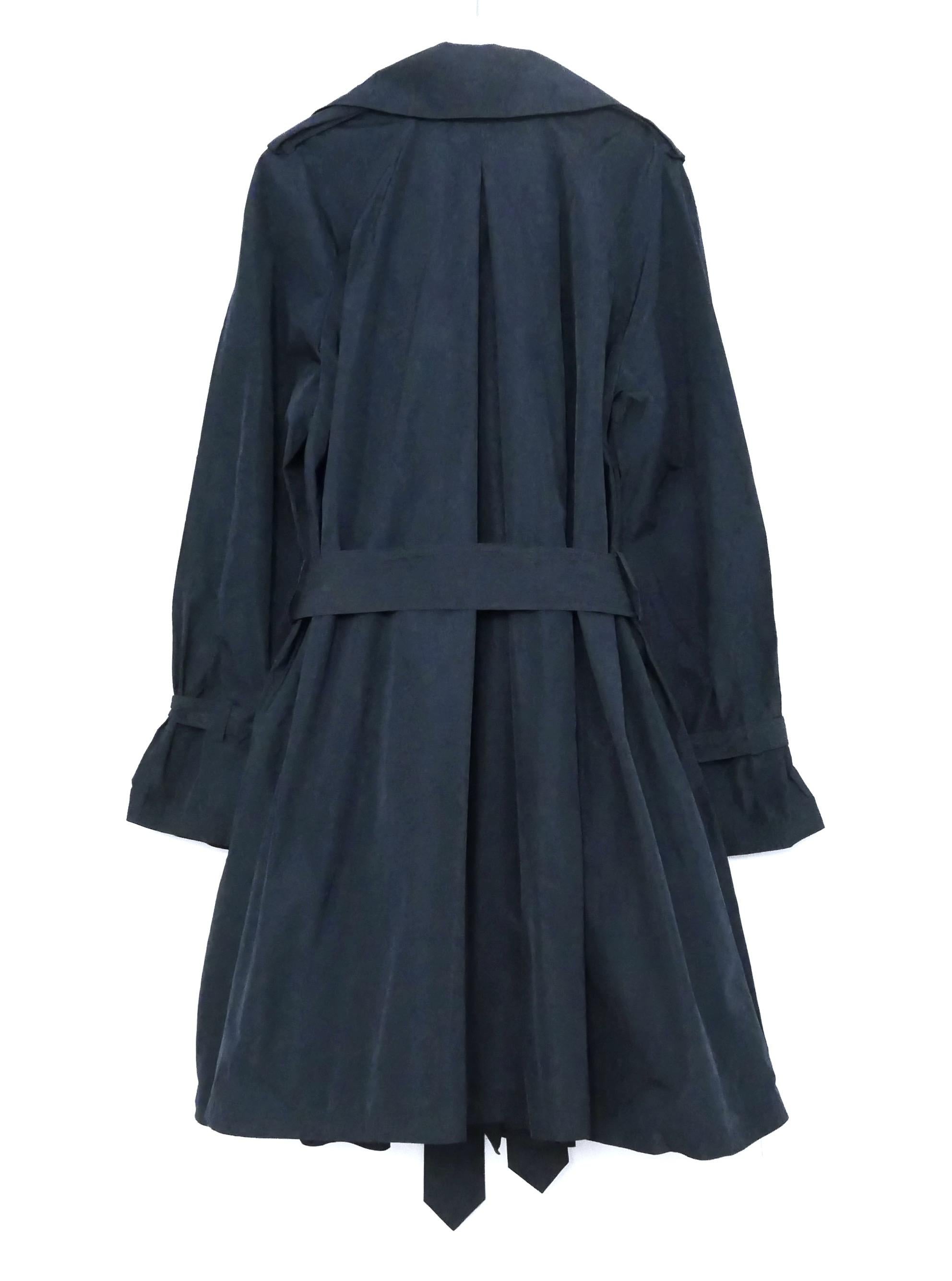Black Lanvin x Alber Elbaz Resort 2010 Blue Taffeta Corsage Full Skirt Trench Coat For Sale