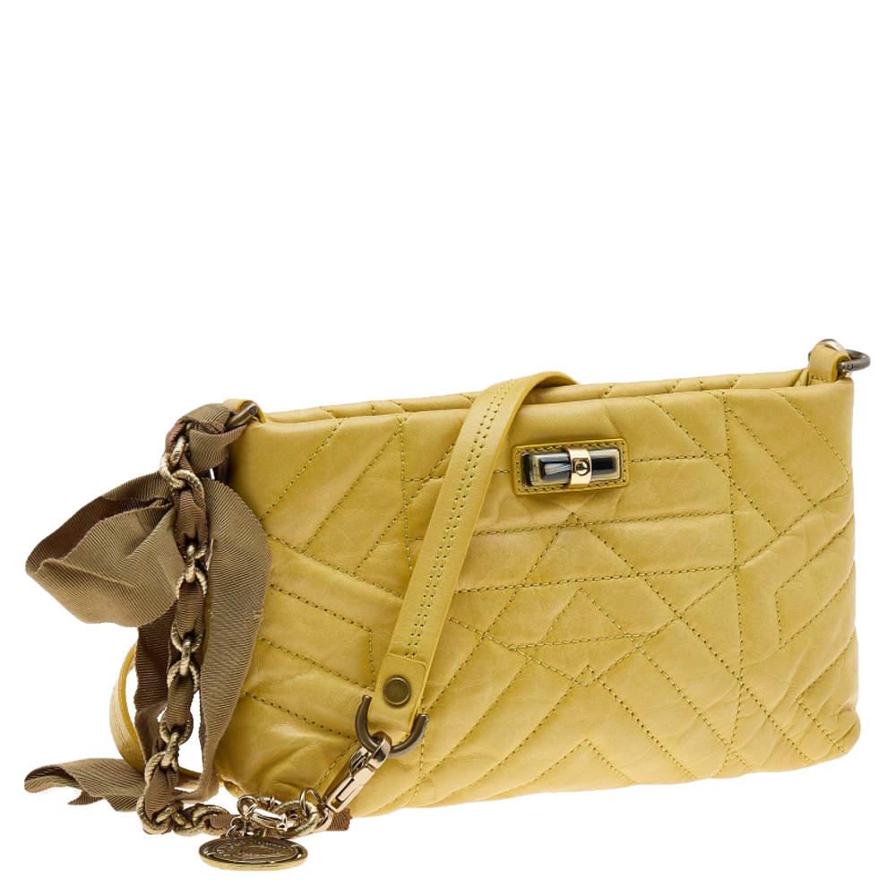 Women's Lanvin Yellow Quilted Leather Happy Pocket Crossbody Bag For Sale
