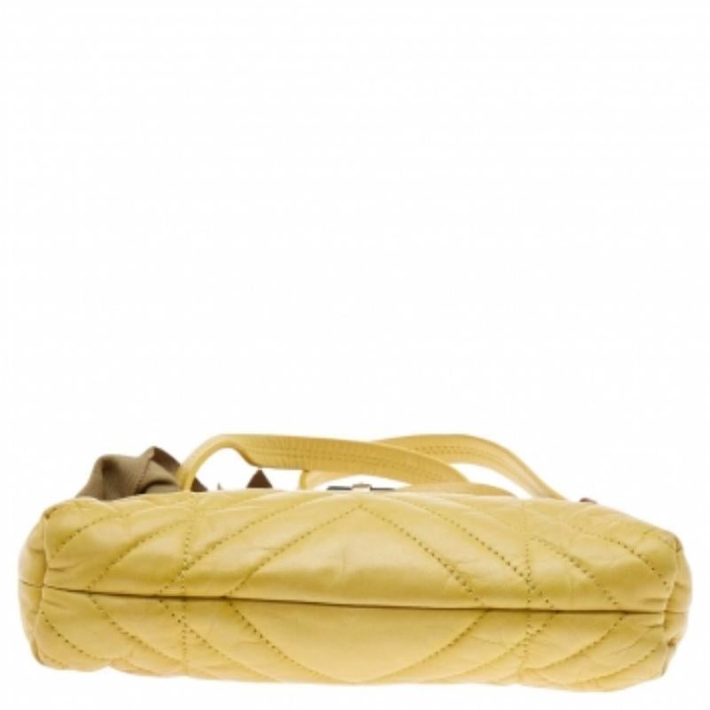 Lanvin Gelb Gesteppte Leder Happy Pocket Crossbody Tasche im Angebot 2