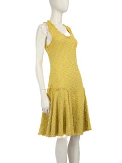 Lanvin Yellow Tweed Flared Dress Size XXXL