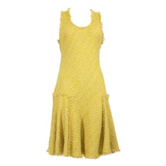 Lanvin Yellow Tweed Flared Dress Size XXXL