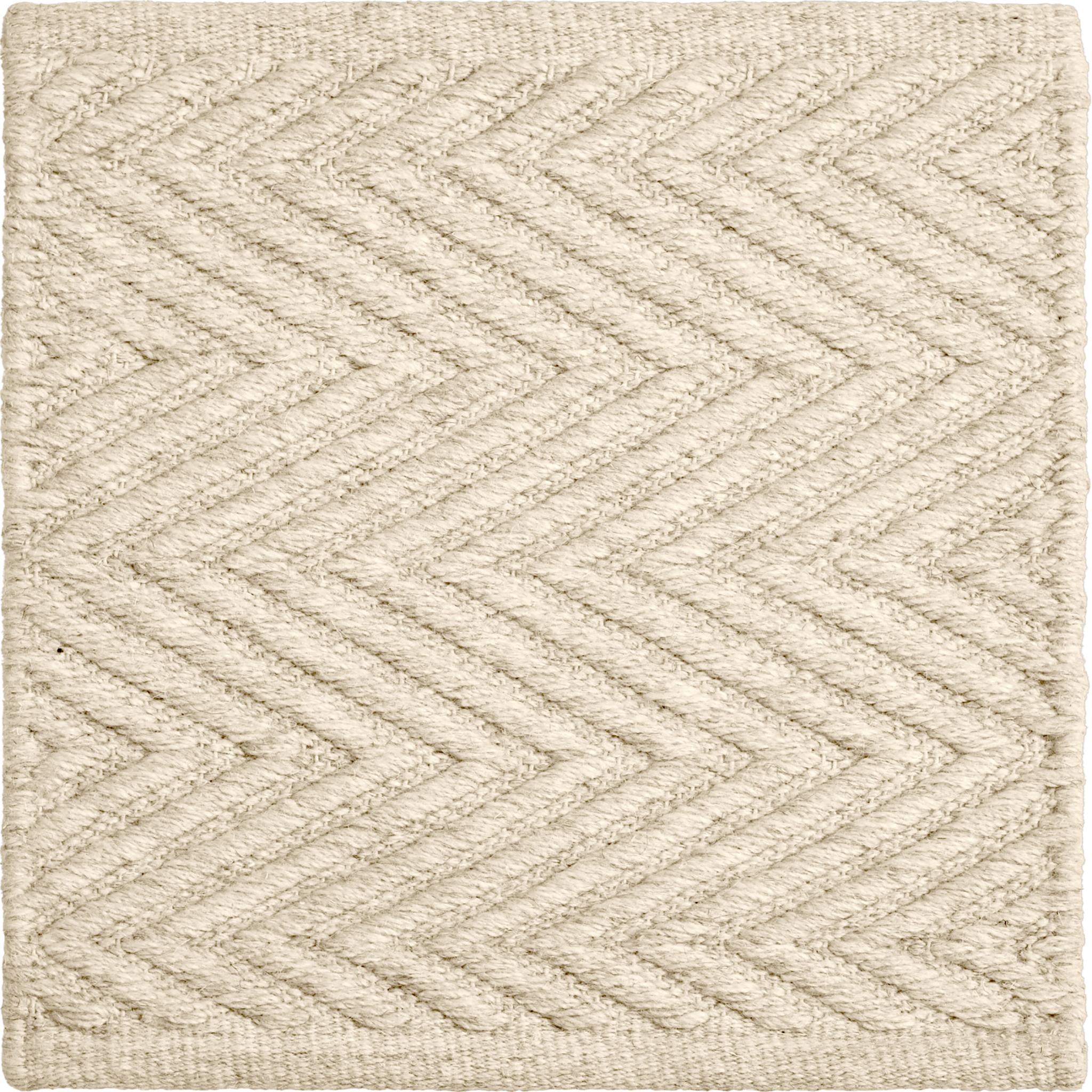 Indian Lanx 6X9ft Ivory Wool Natural Chevron Design Luxury Handwoven Rug For Sale