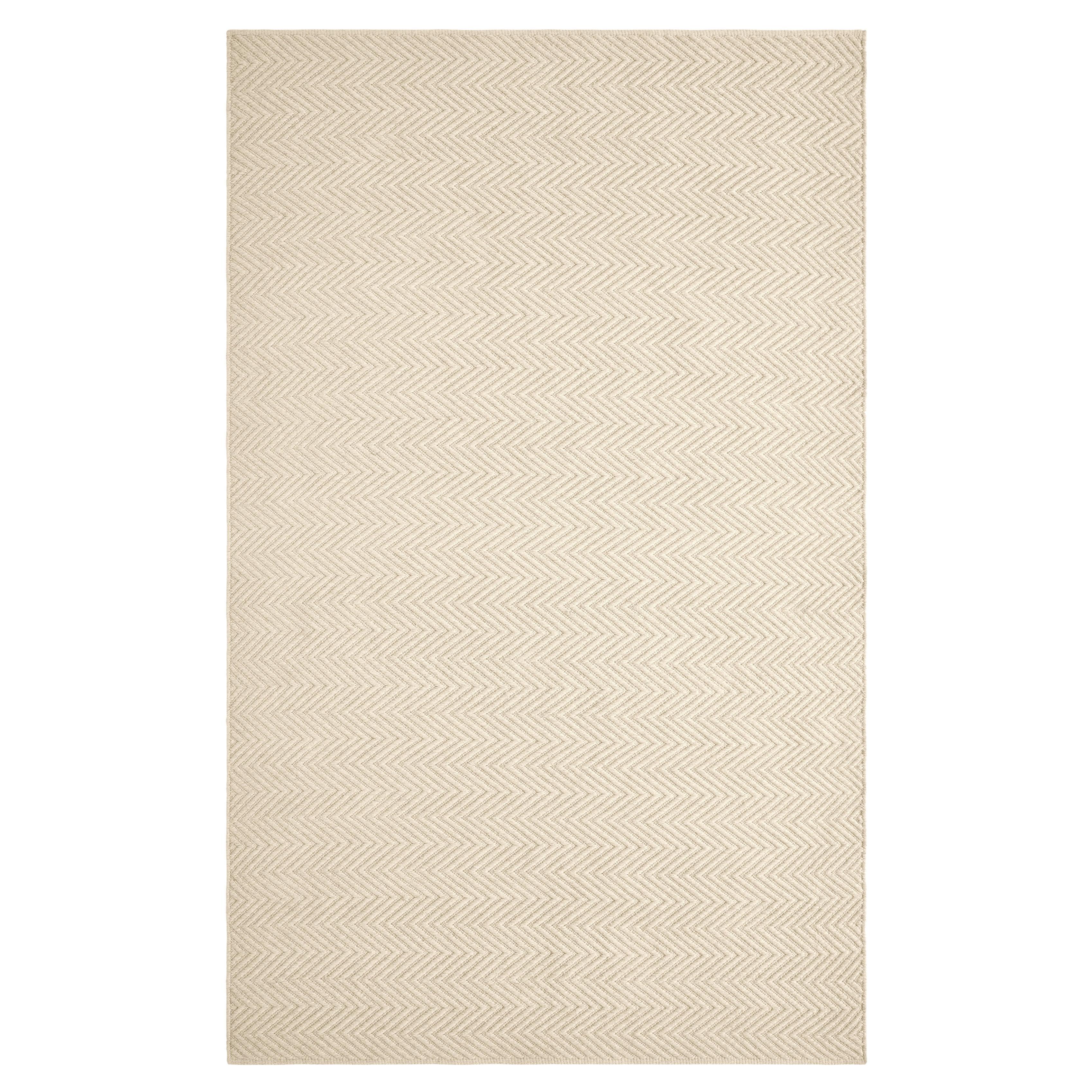 Lanx 6X9ft Ivory Wool Natural Chevron Design Luxury Handwoven Rug For Sale