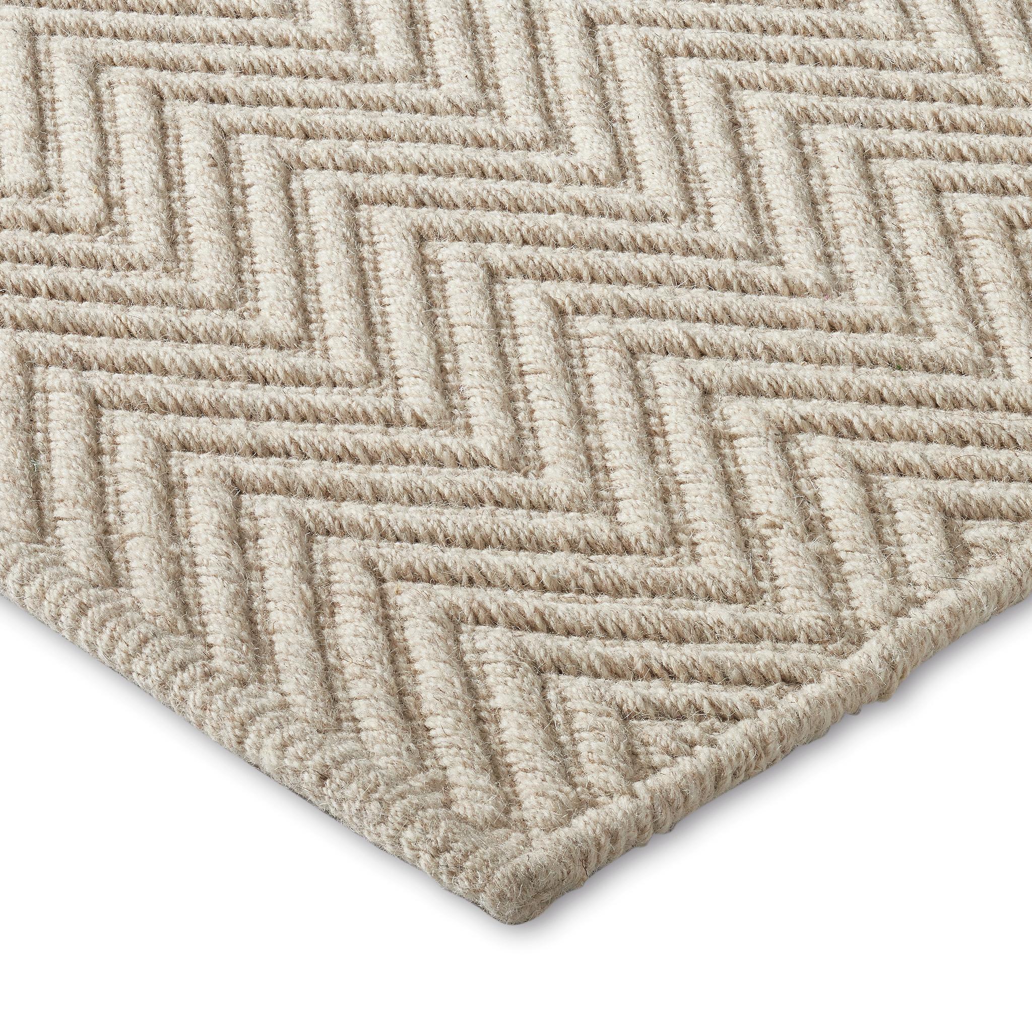 Lana Lanx 8x10ft beige in lana naturale con disegno chevron, tappeto di lusso tessuto a mano in vendita