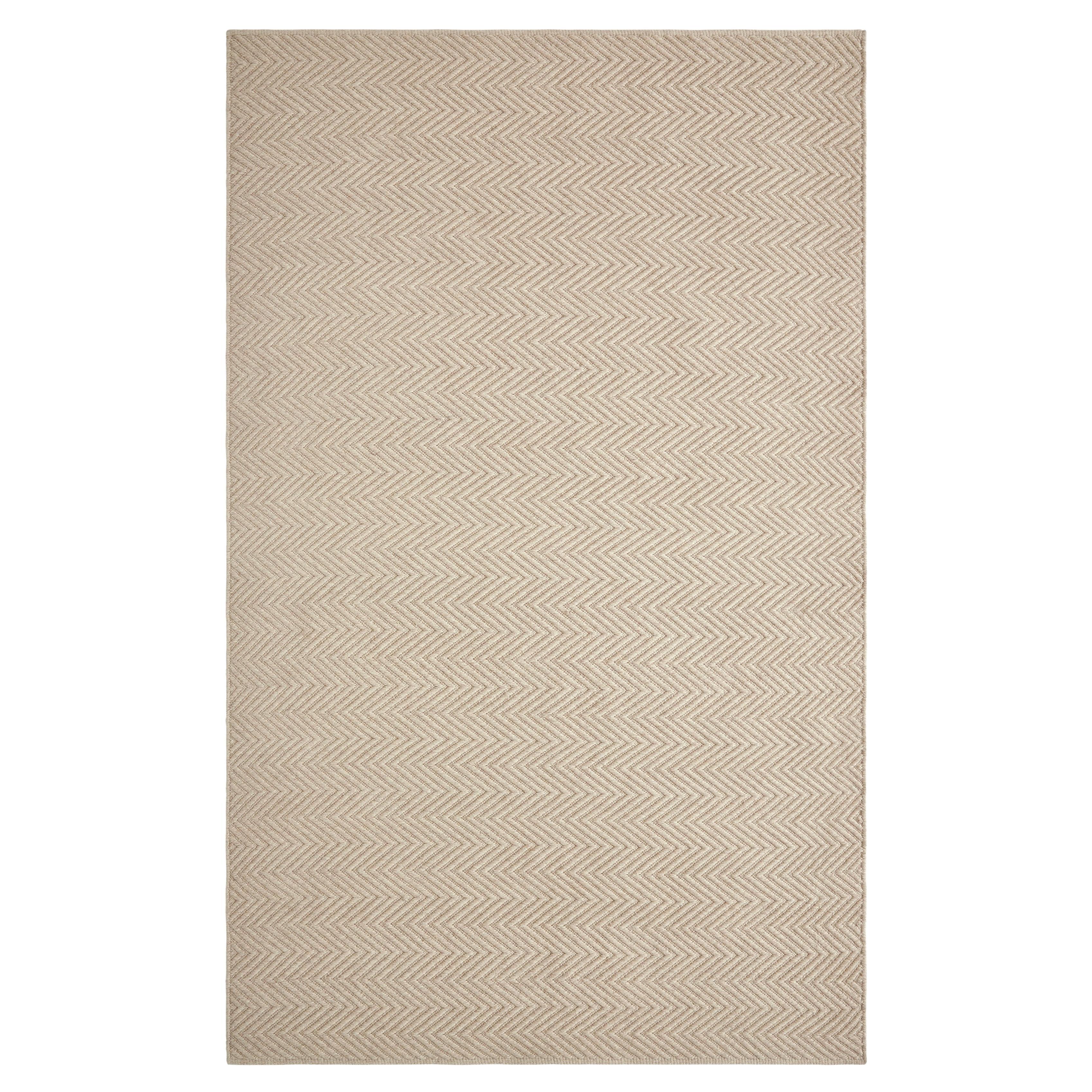 Lanx 8X10ft Beige Wool Natural Chevron Design Luxury Handwoven Rug