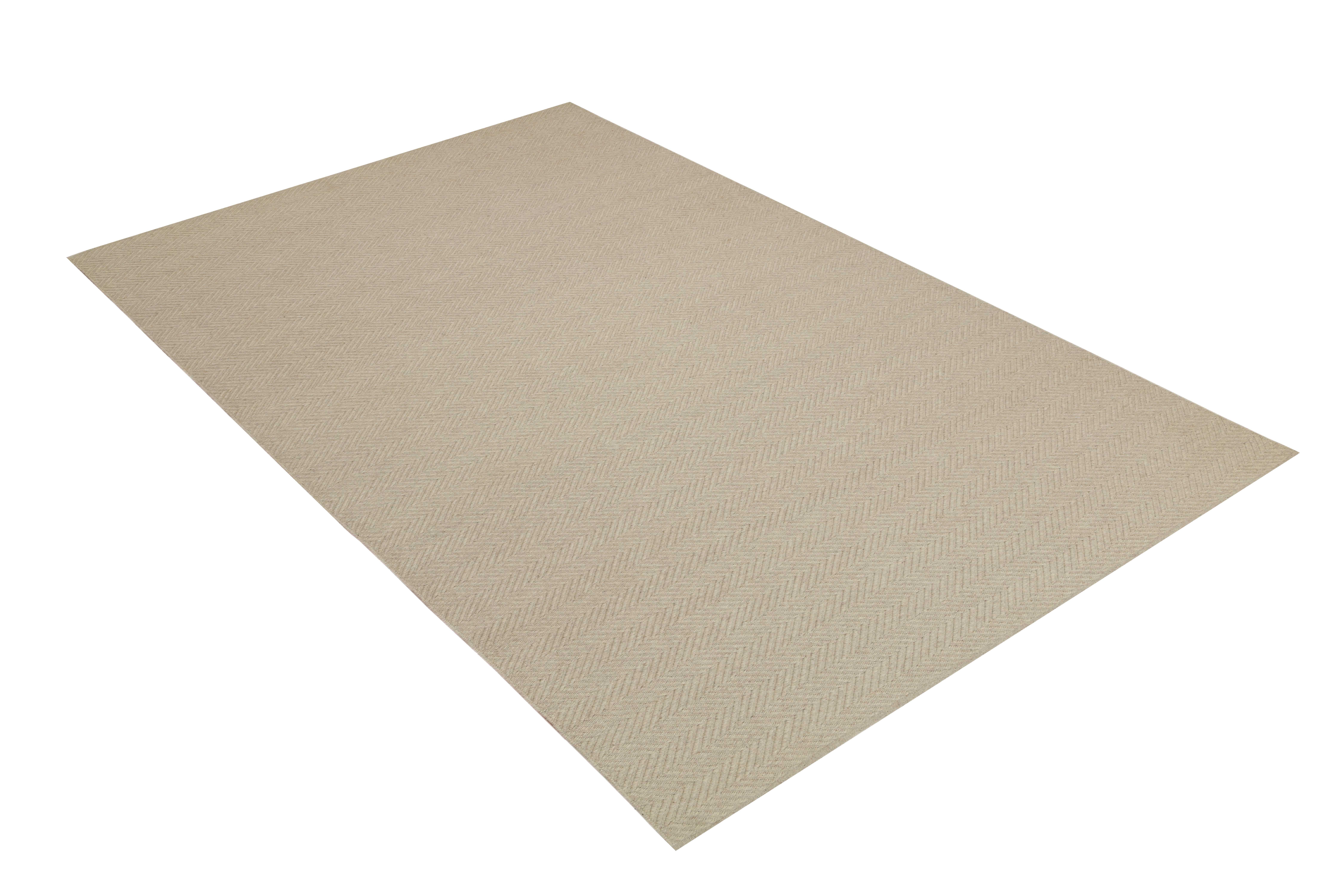 Indian Lanx, Beige, Handwoven Face 60% Undyed NZ Wool, 40% Undyed MED Wool, 8' x 10' For Sale