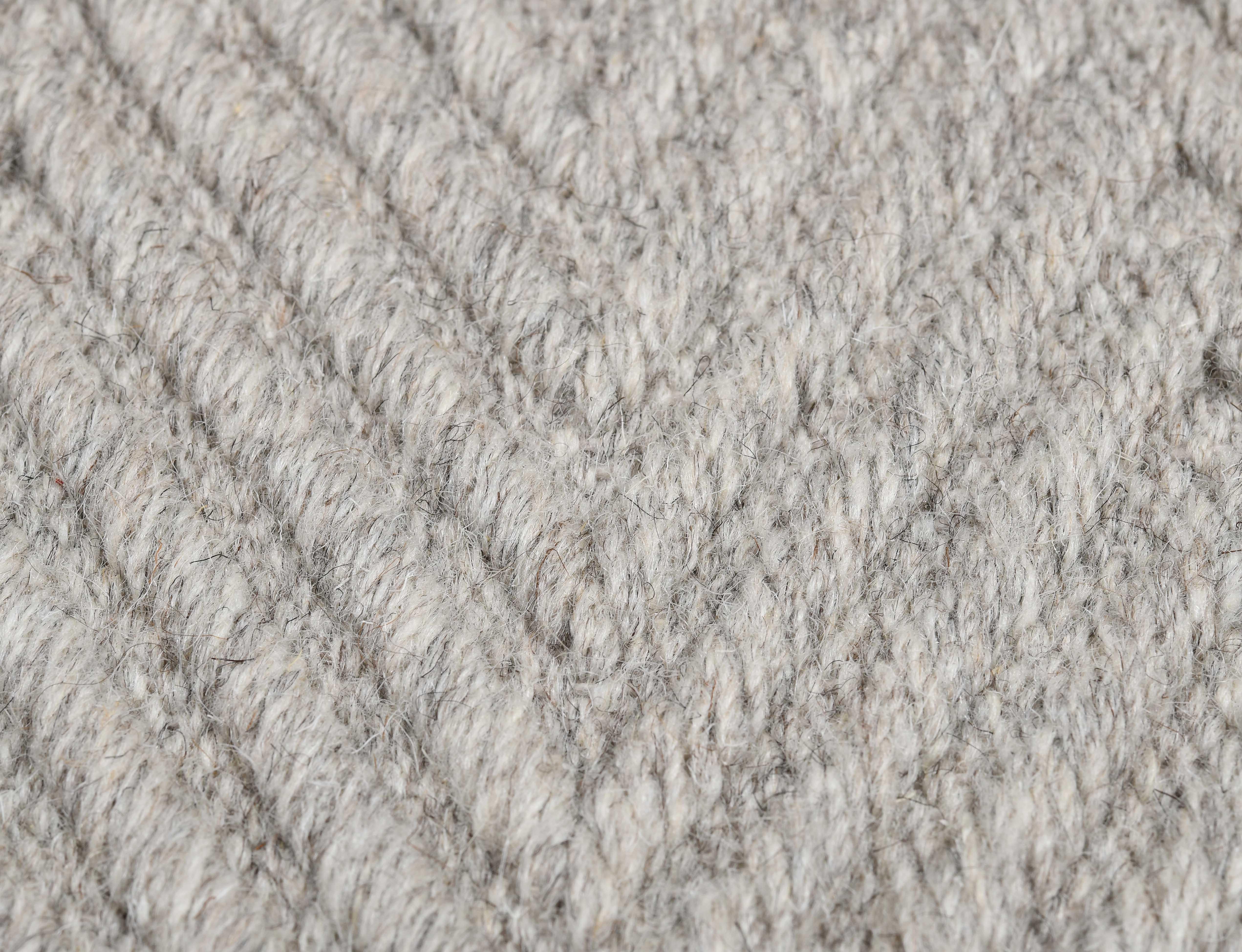 Indian Lanx, Grey, Handwoven Face 60% Undyed NZ Wool, 40% Undyed MED Wool, 8' x 10' For Sale