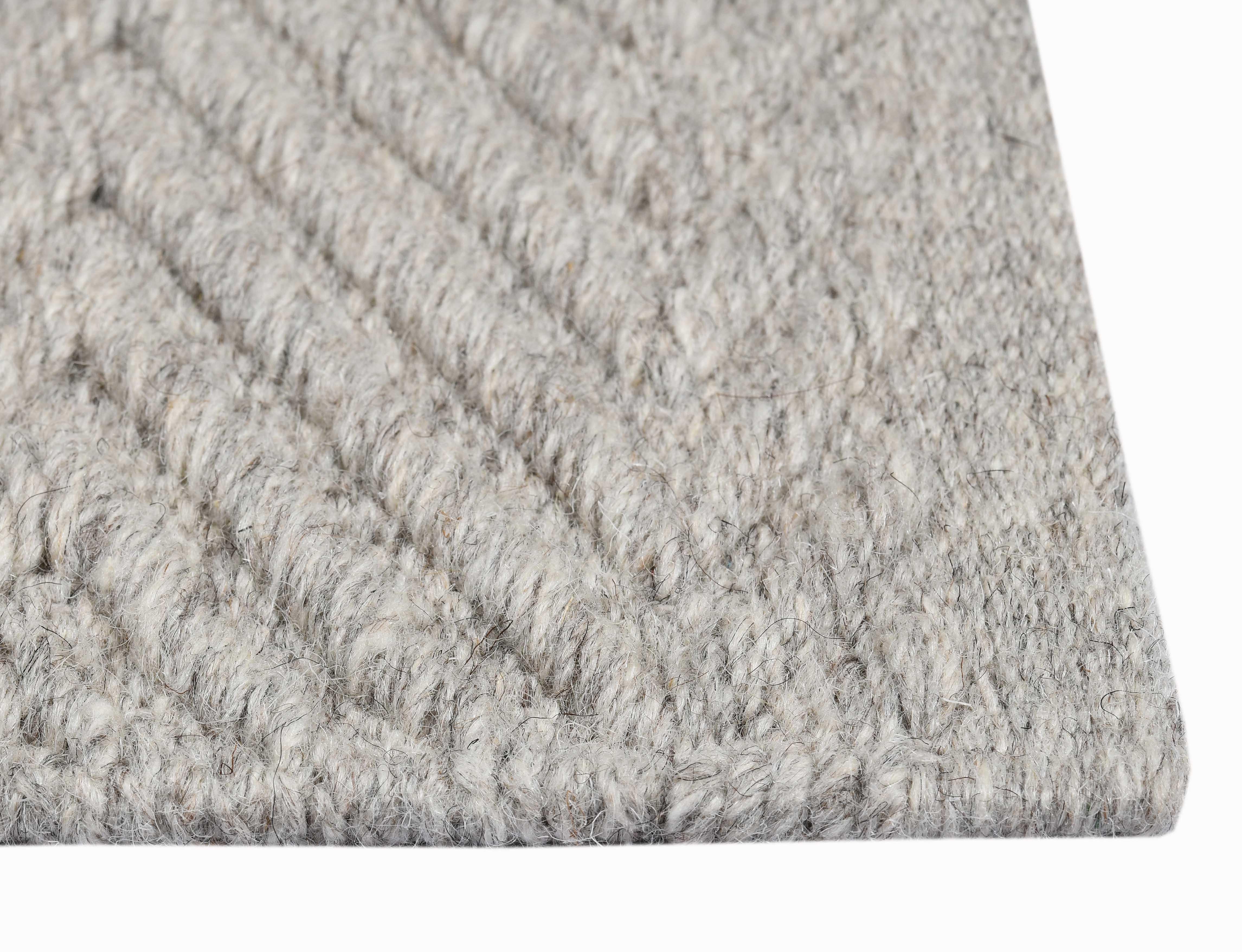 Hand-Woven Lanx, Grey, Handwoven Face 60% Undyed NZ Wool, 40% Undyed MED Wool, 8' x 10' For Sale