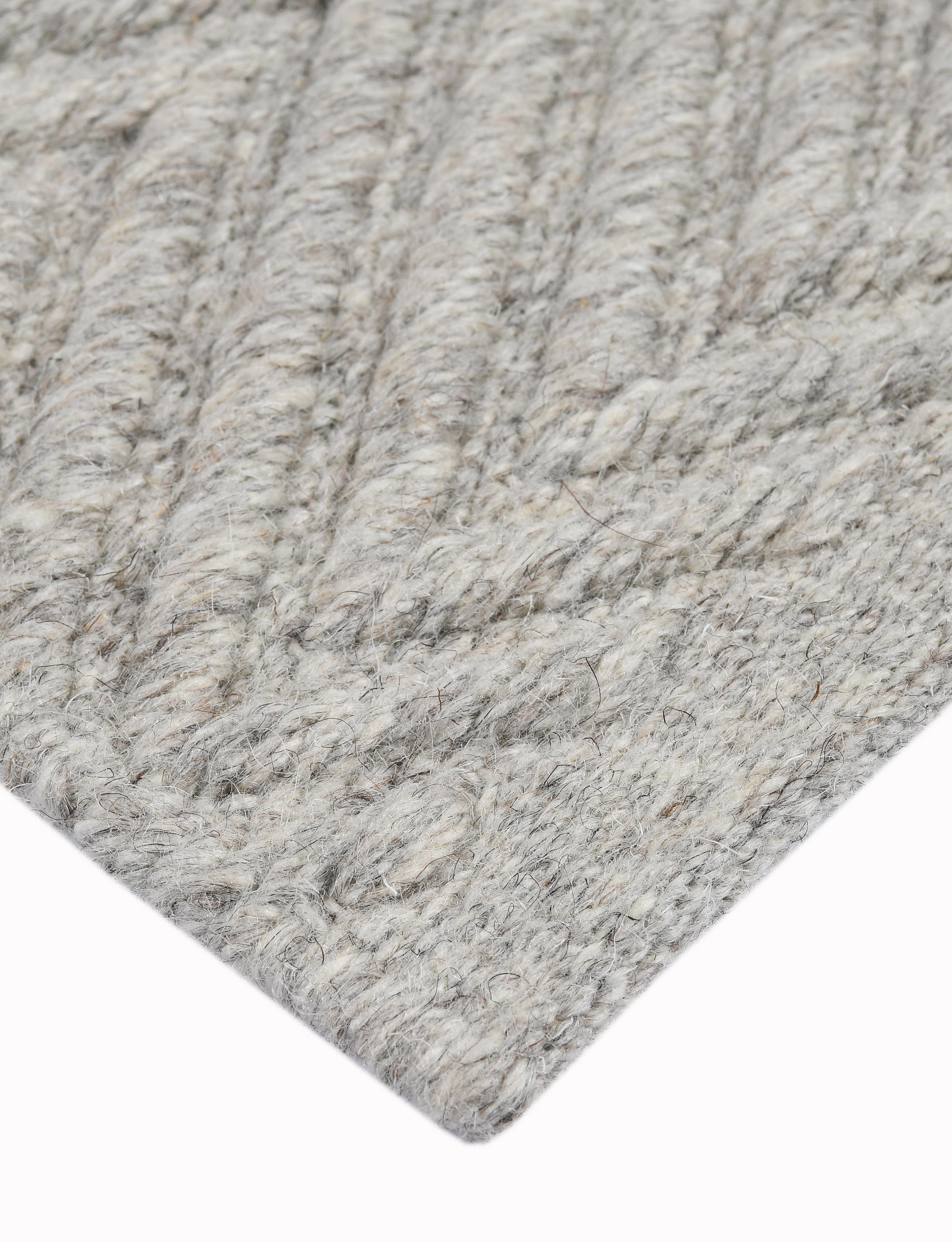 Lanx, Grey, Handwoven Face 60% Undyed NZ Wool, 40% Undyed MED Wool, 8' x 10' In New Condition For Sale In New York, NY