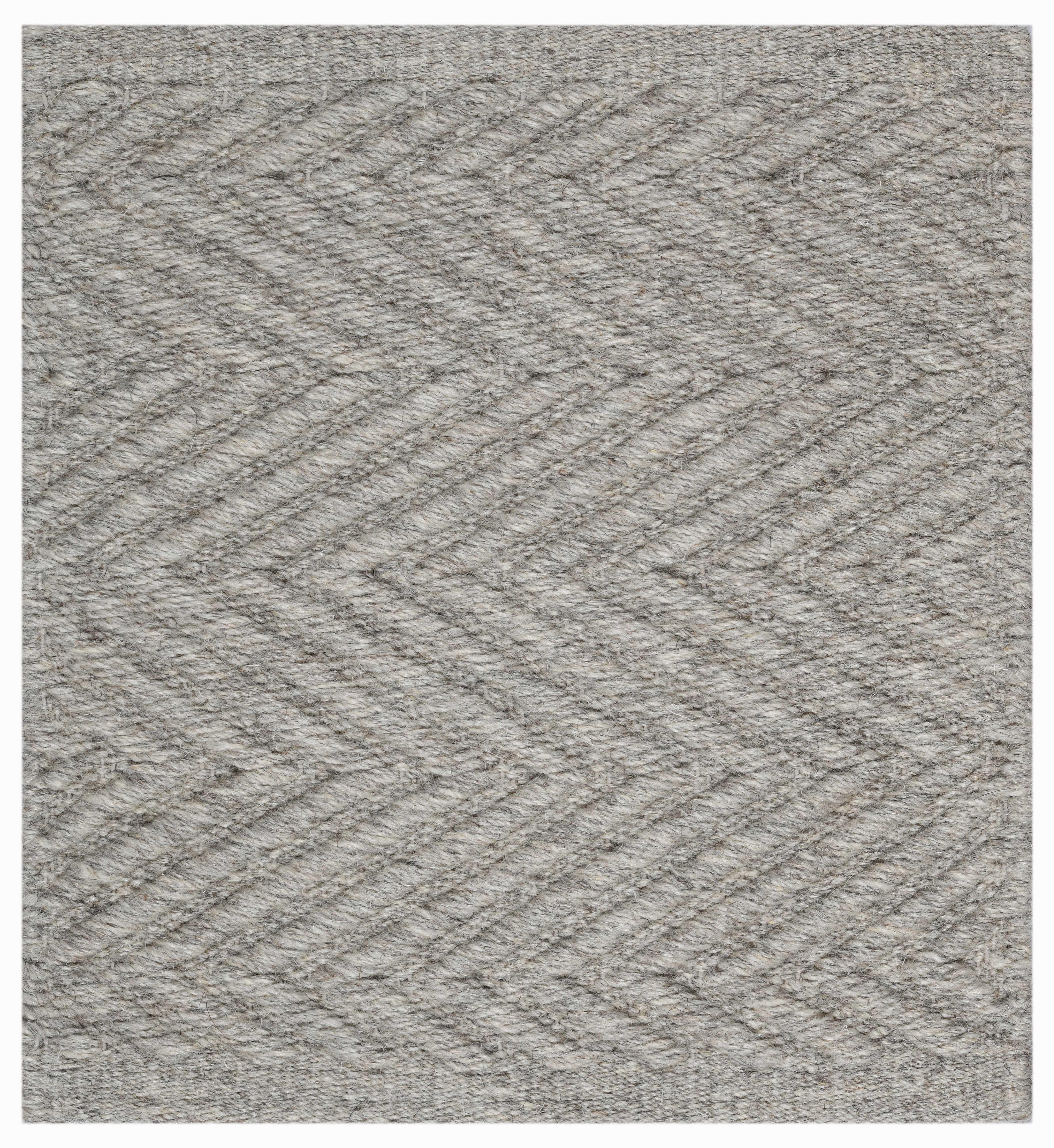 Contemporary Lanx, Grey, Handwoven Face 60% Undyed NZ Wool, 40% Undyed MED Wool, 8' x 10' For Sale