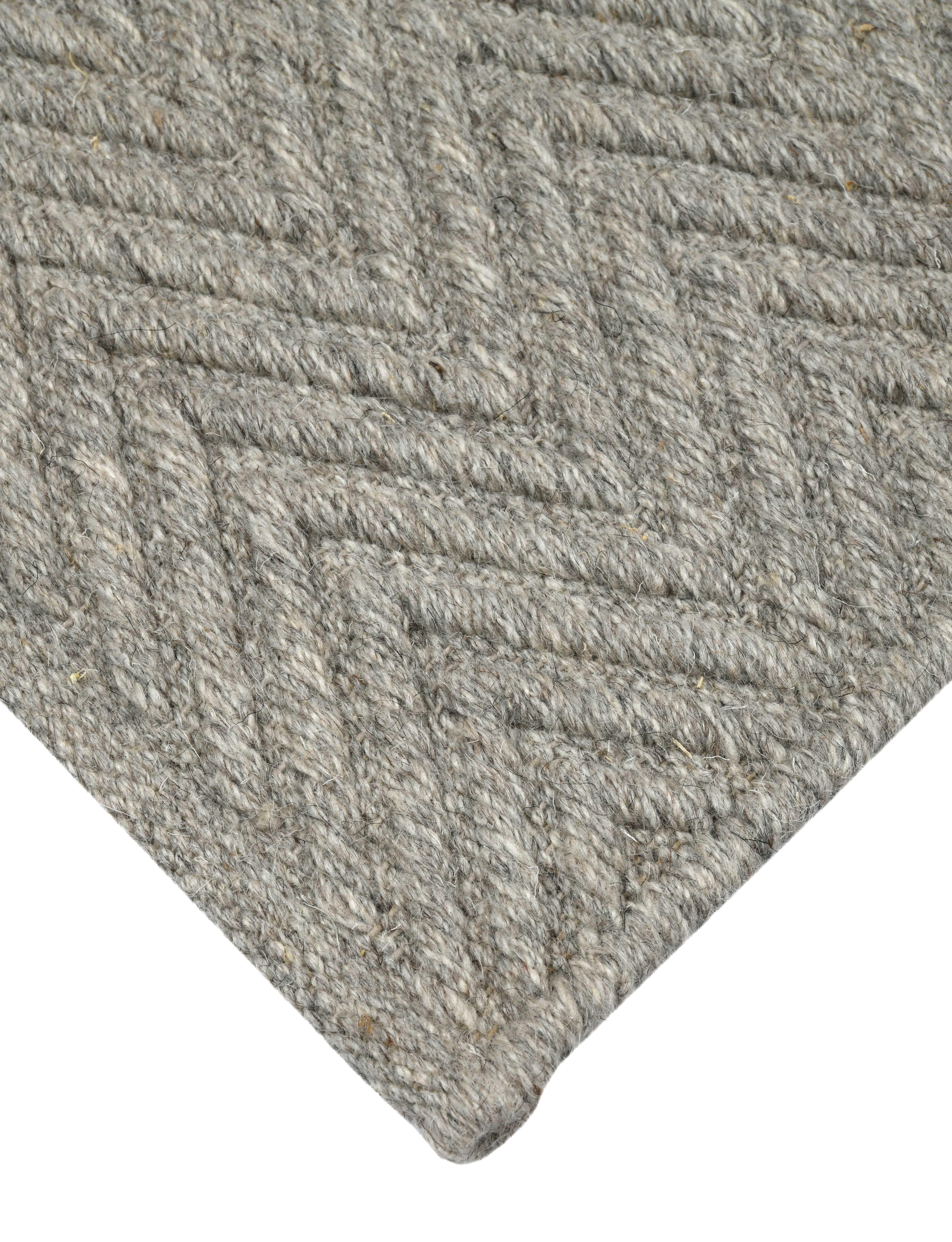 Lanx, Grey, Handwoven Face 60% Undyed NZ Wool, 40% Undyed MED Wool, 8' x 10' For Sale 1