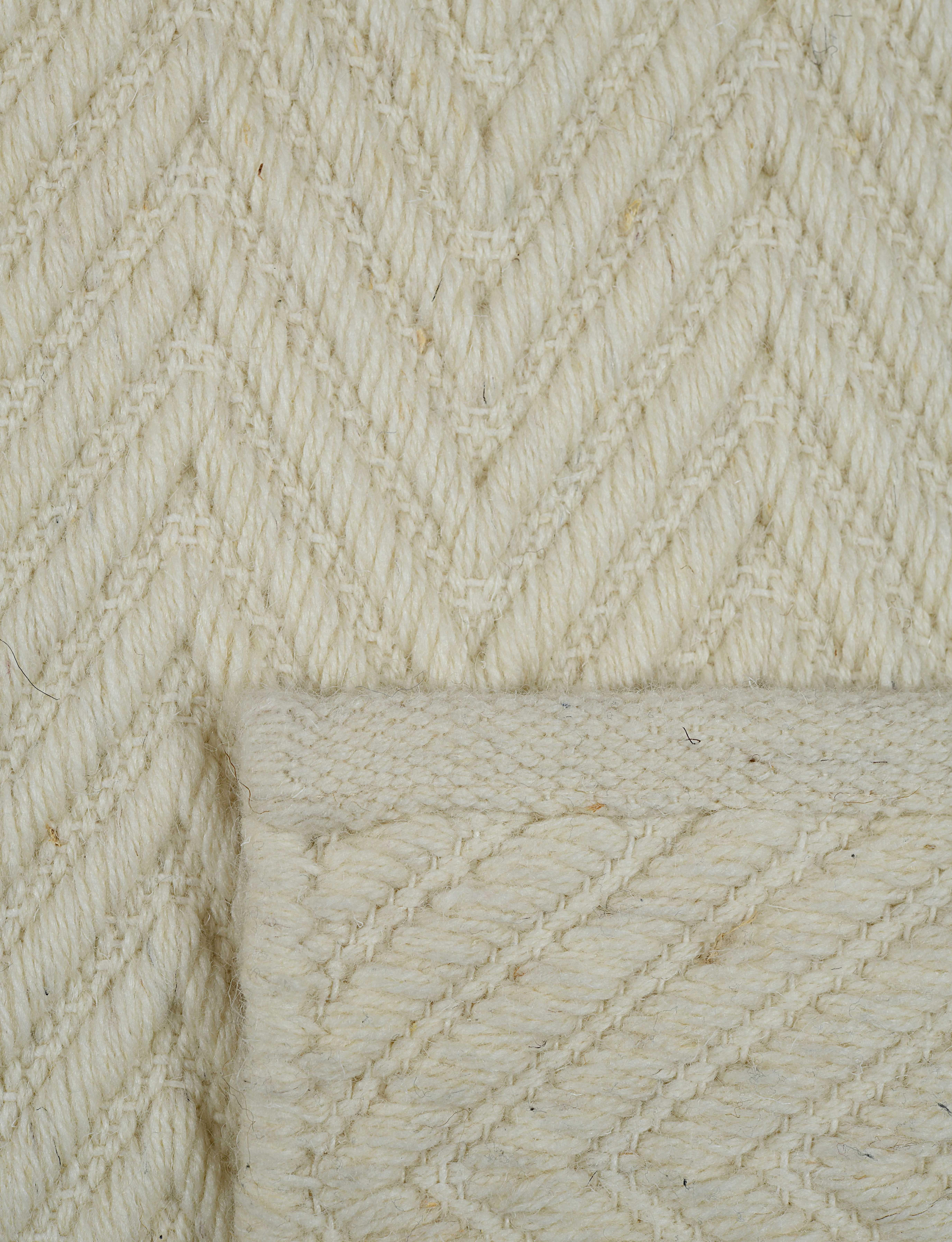 Indian Lanx, Ivory, Handwoven Face 60% Undyed NZ Wool, 40% Undyed MED Wool, 8' x 10' For Sale