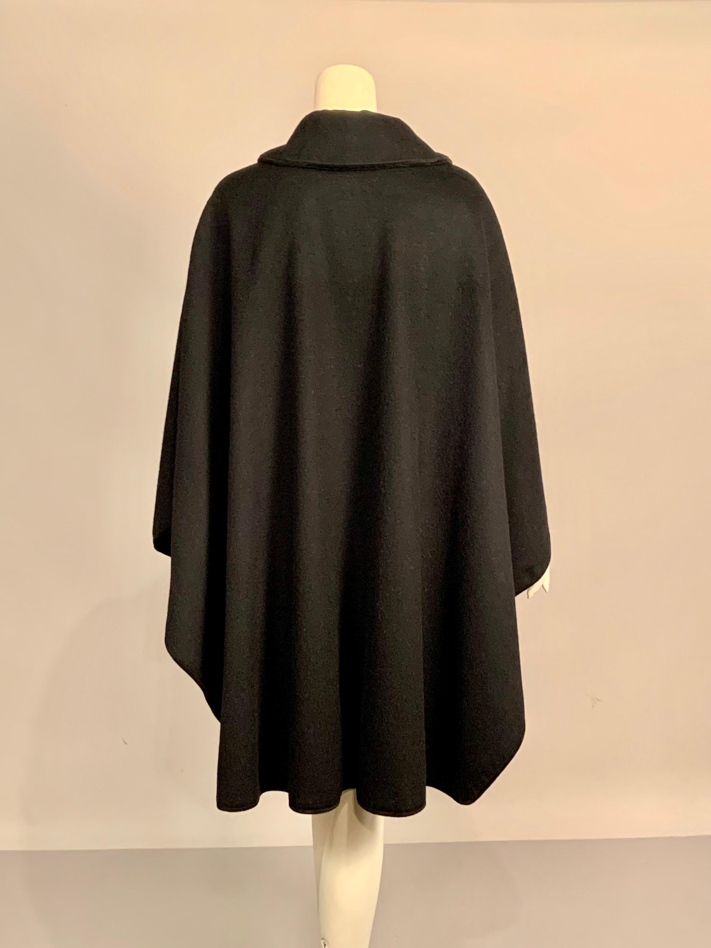 Lanz of Austria Black Wool Cape with Black Velvet Edging 1