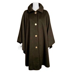Lanz of Austria Black Wool Cape with Black Velvet Edging