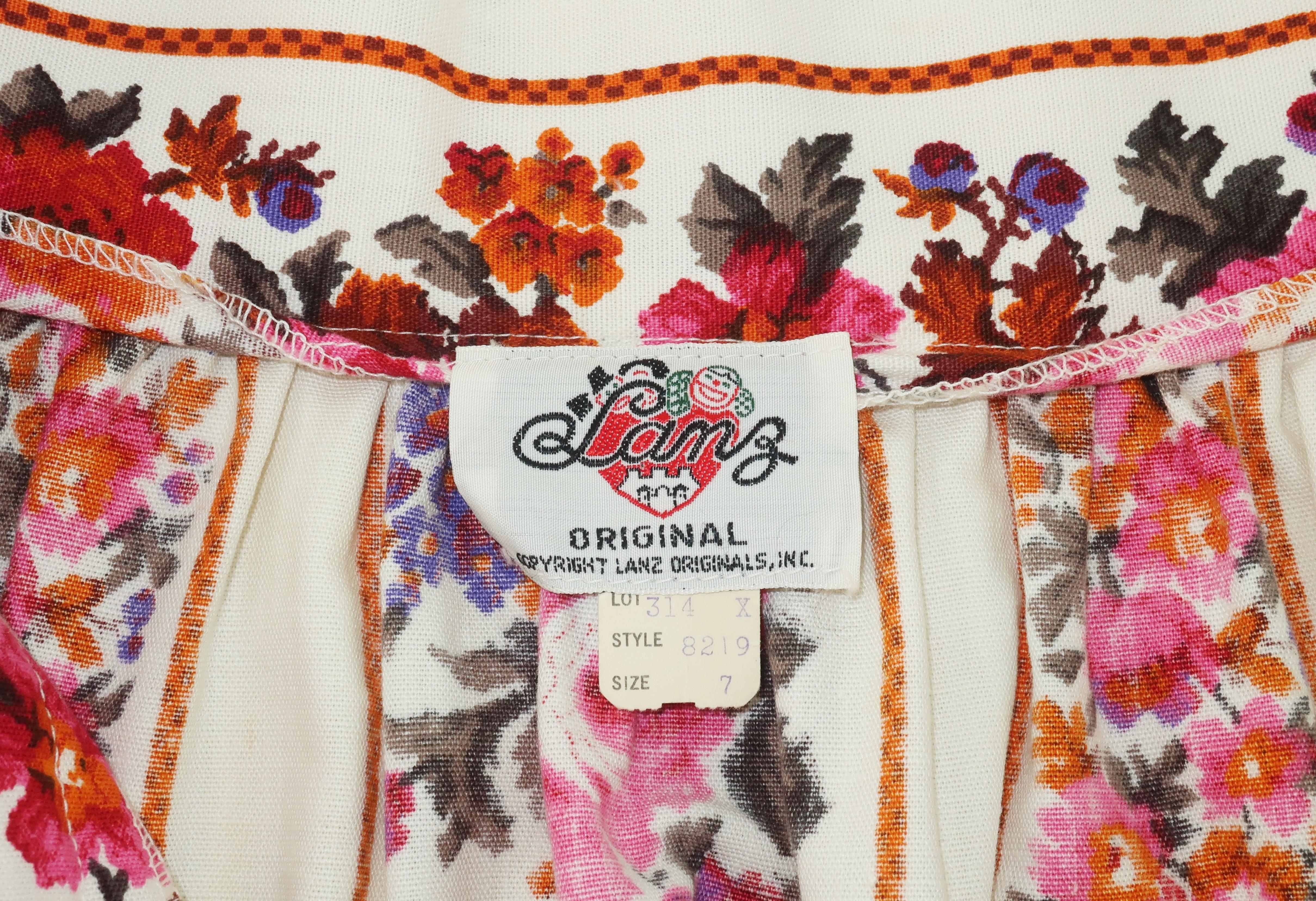 Lanz - Jupe longue à fleurs originale style paysan, années 1960 en vente 4