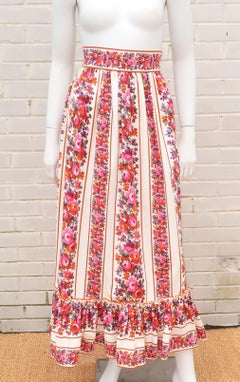 Lanz Original Peasant Style Floral Maxi Skirt, 1960's