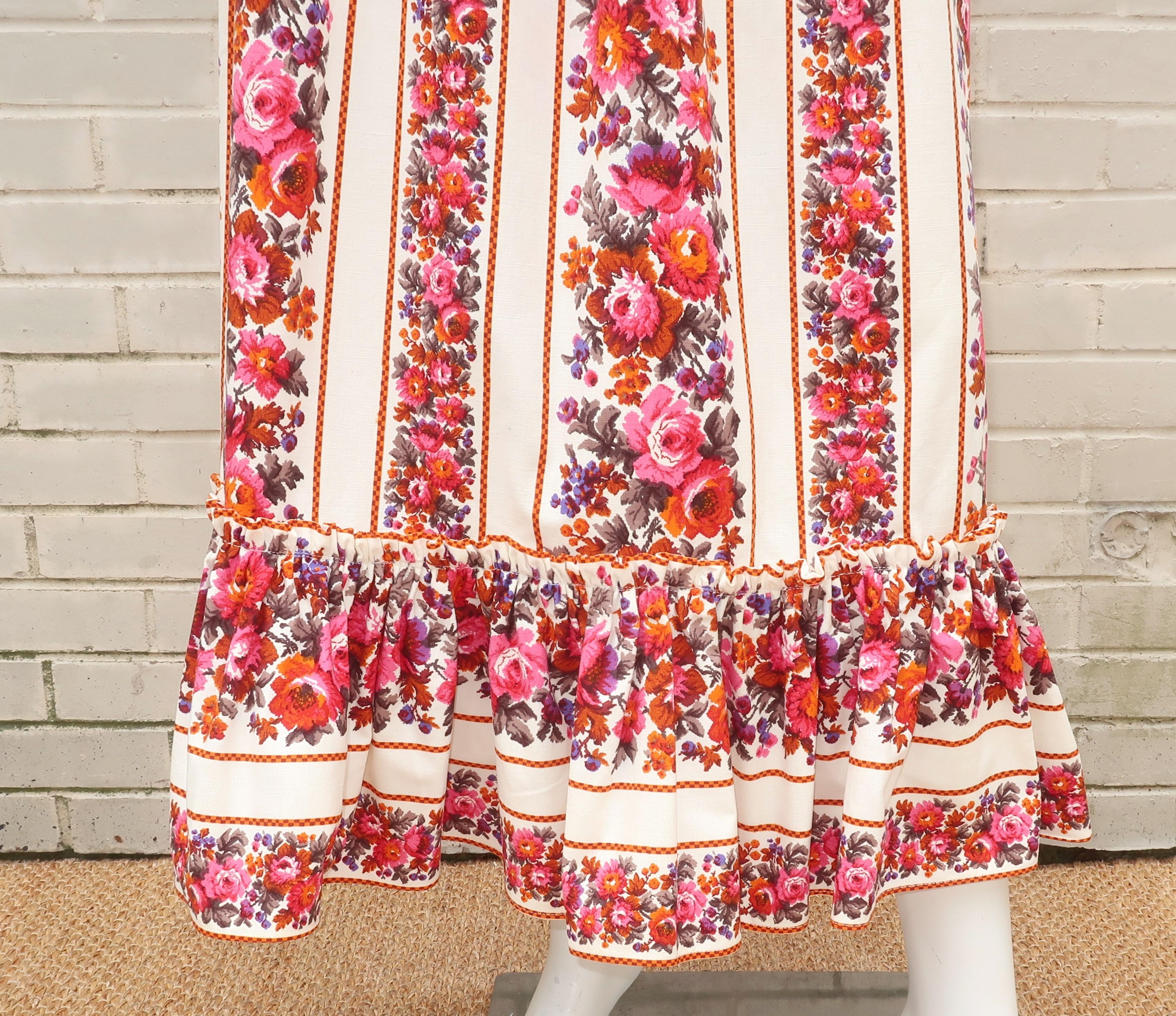 Lanz Original Peasant Style Floral Maxi Skirt, 1960's In Good Condition For Sale In Atlanta, GA