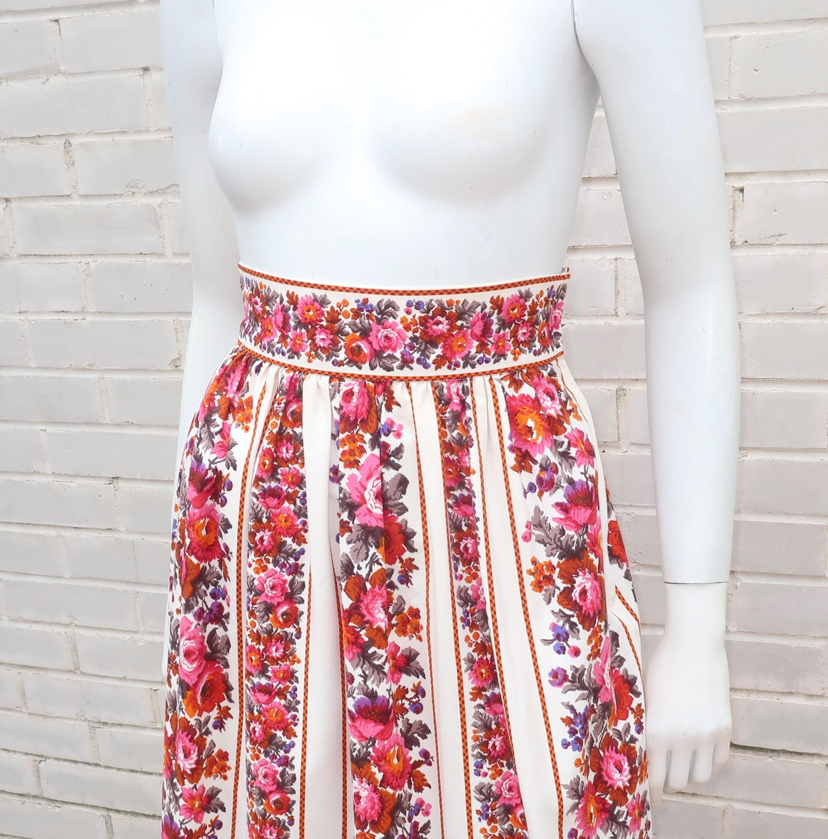 Lanz Original Peasant Style Floral Maxi Skirt, 1960's For Sale 1
