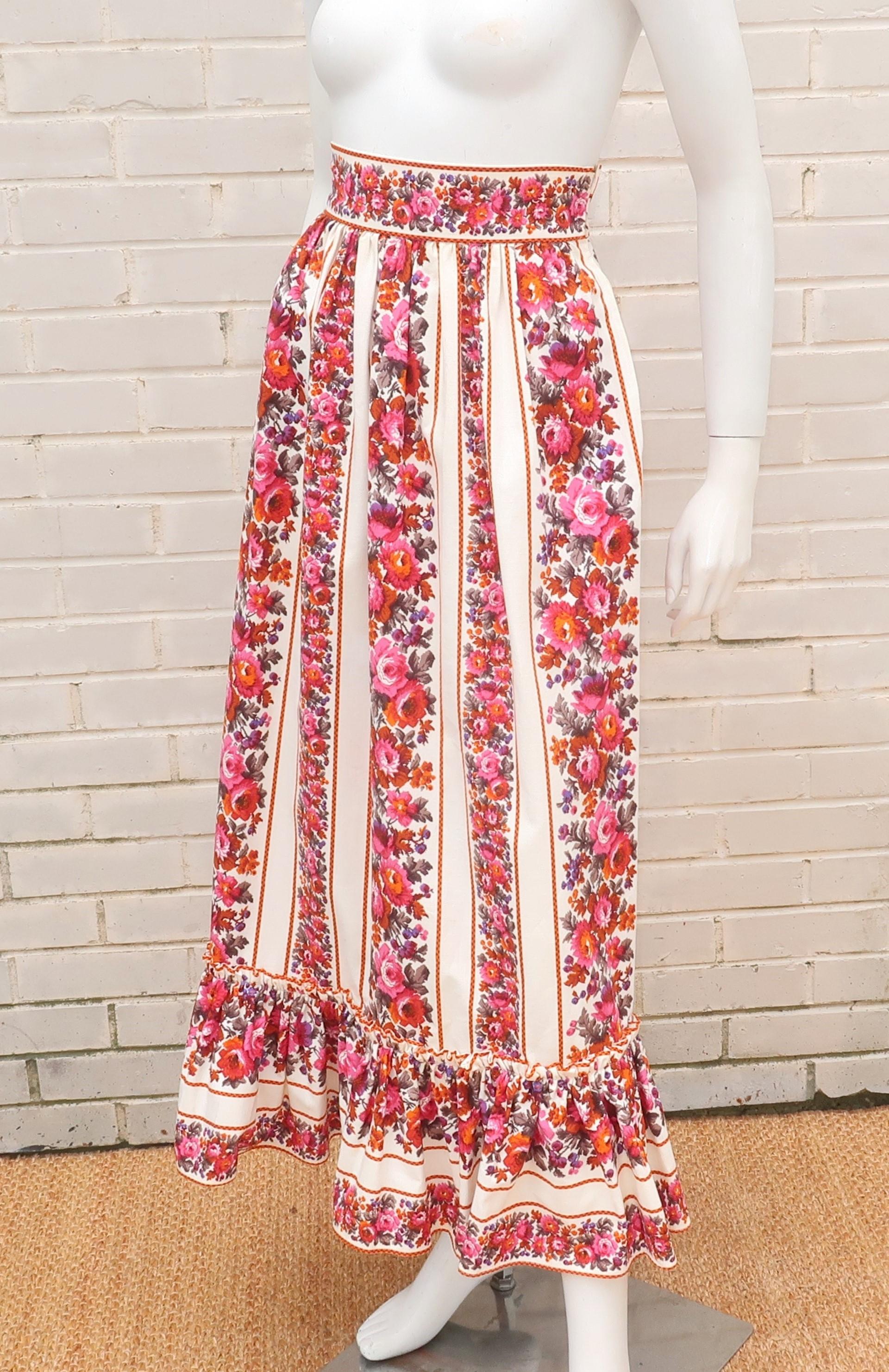 Lanz Original Peasant Style Floral Maxi Skirt, 1960's For Sale 3