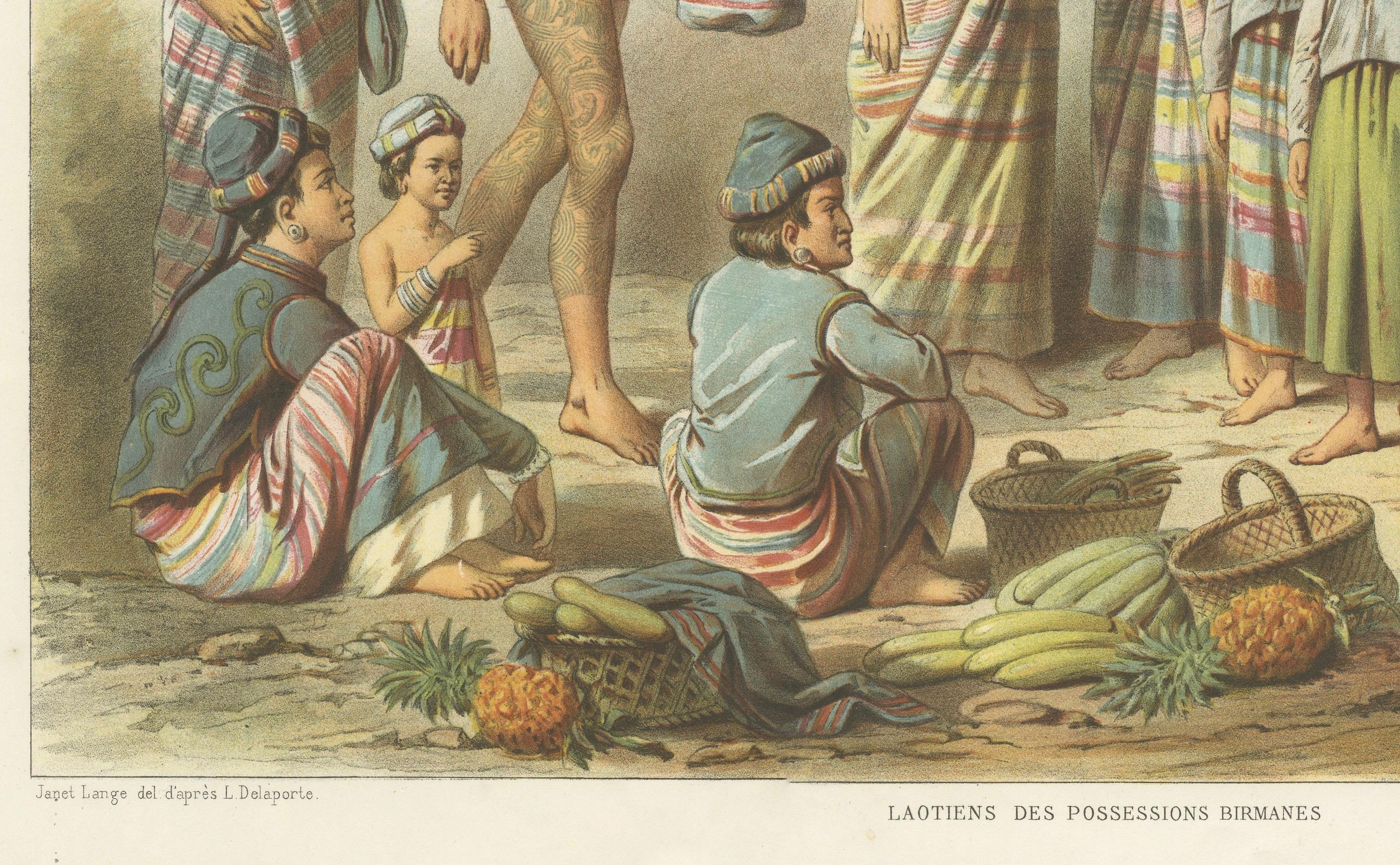Lao and Burmese Peoples – Lithograph from French Indochina Exploration (1873)

This lithograph, part of Francis Garnier’s *Voyage d'exploration en Indo-Chine,* depicts Laotians and Burmese individuals from regions under Burmese possession. The