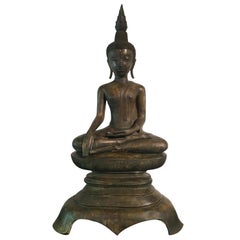 Laotischer Shakyamuni-Buddha aus Bronzeguss, 17. bis 18. Jahrhundert