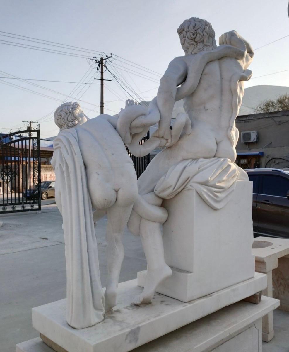 Intagliato a mano Laocoön and His Sons Marble Sculpture - Classical Greek/Roman, 20th Century in vendita