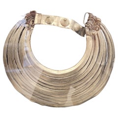 Laos Miao Paktong  plateado  Collar Ceremonial Enmarcado con cristal