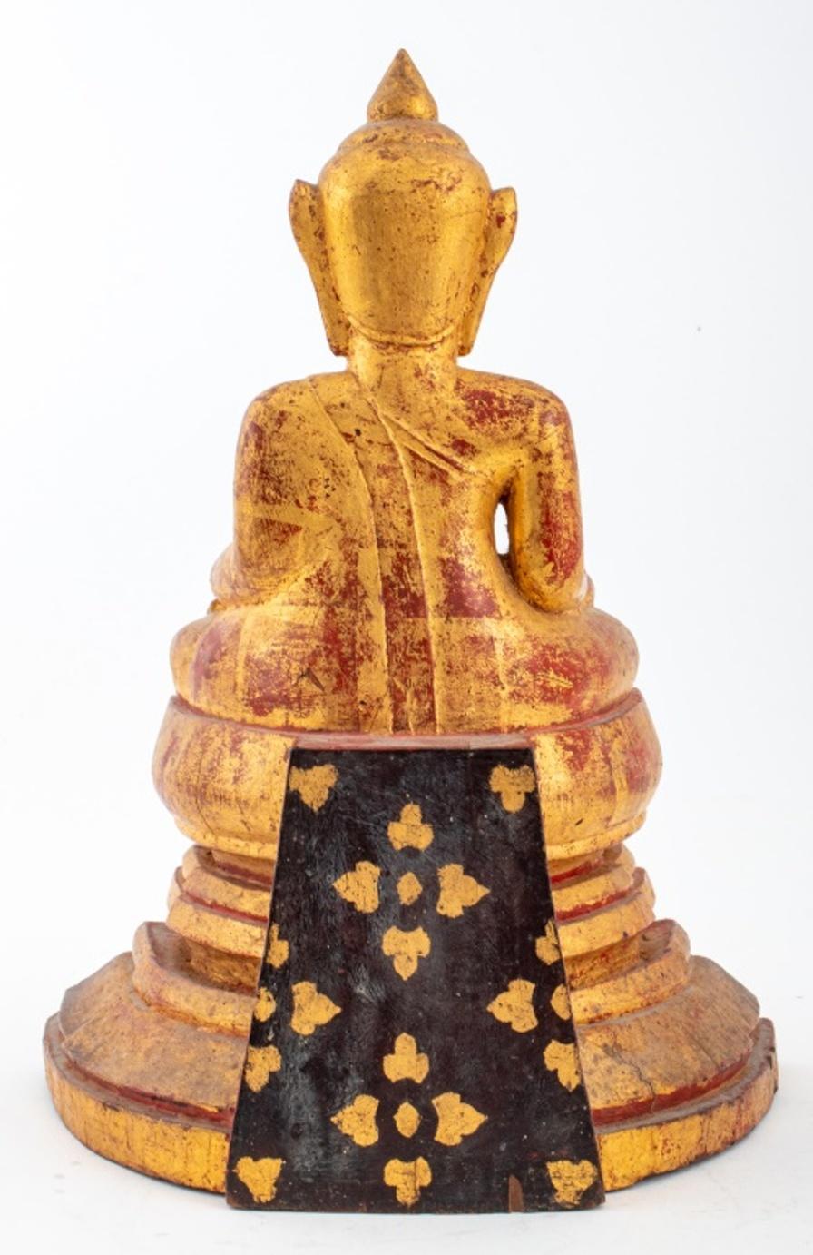 20th Century Laotian Carved Giltwood Seated Buddha Sculpture
