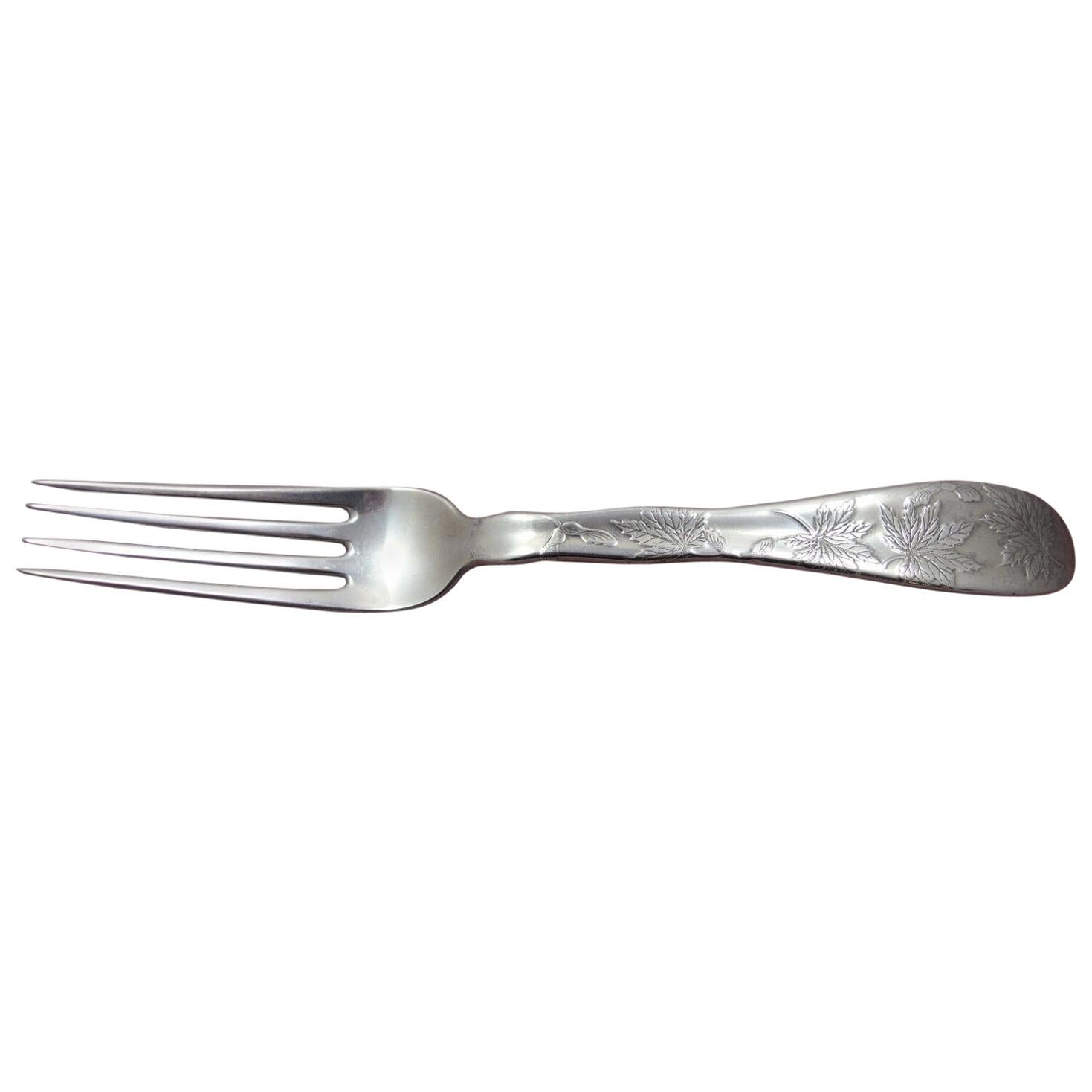 Lap over Edge Acid Etched by Tiffany Sterling Dinner Fork W/ Maple