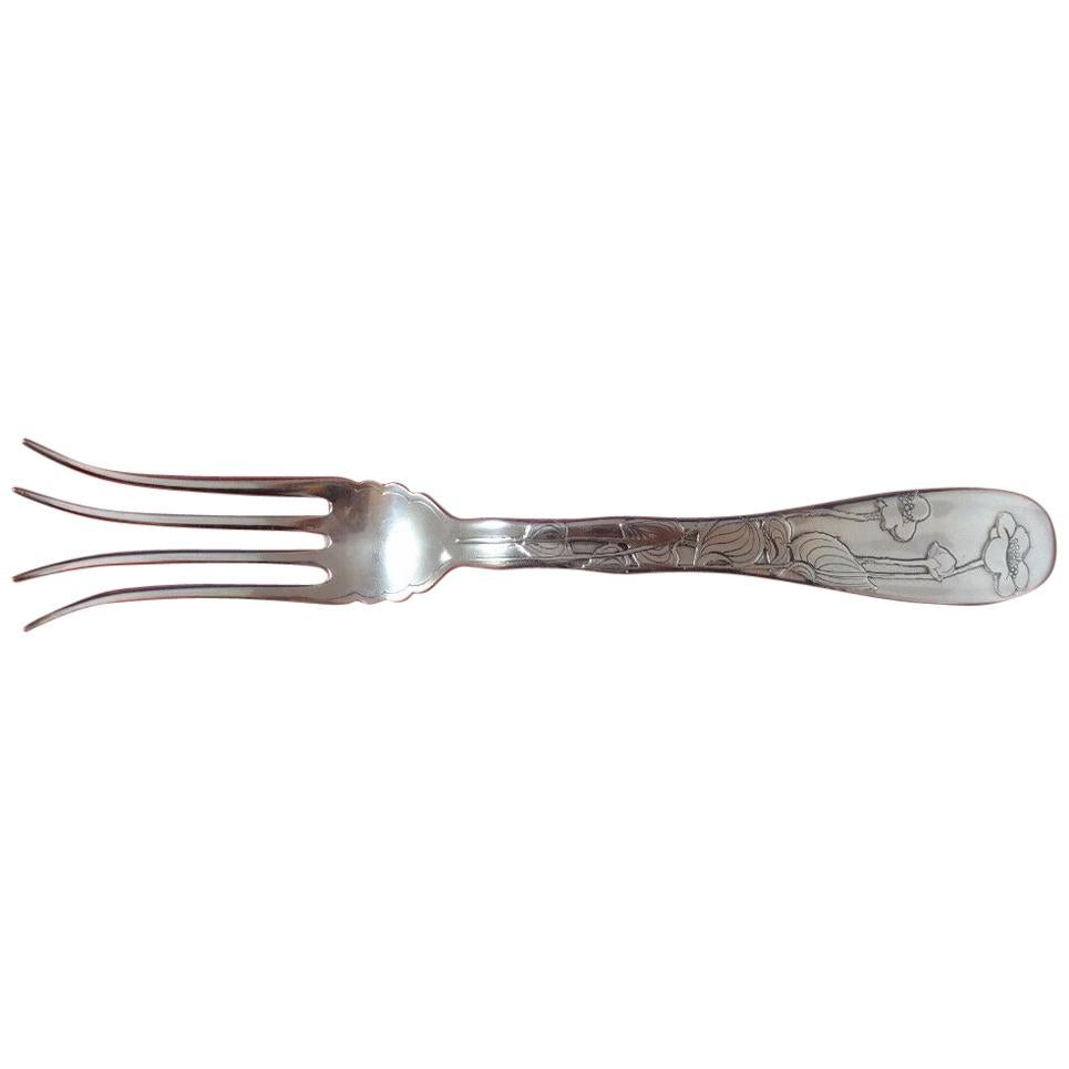 Lap Over Edge Acid Etched by Tiffany & Co. Sterling Baked Potato Fork w/Flowers
