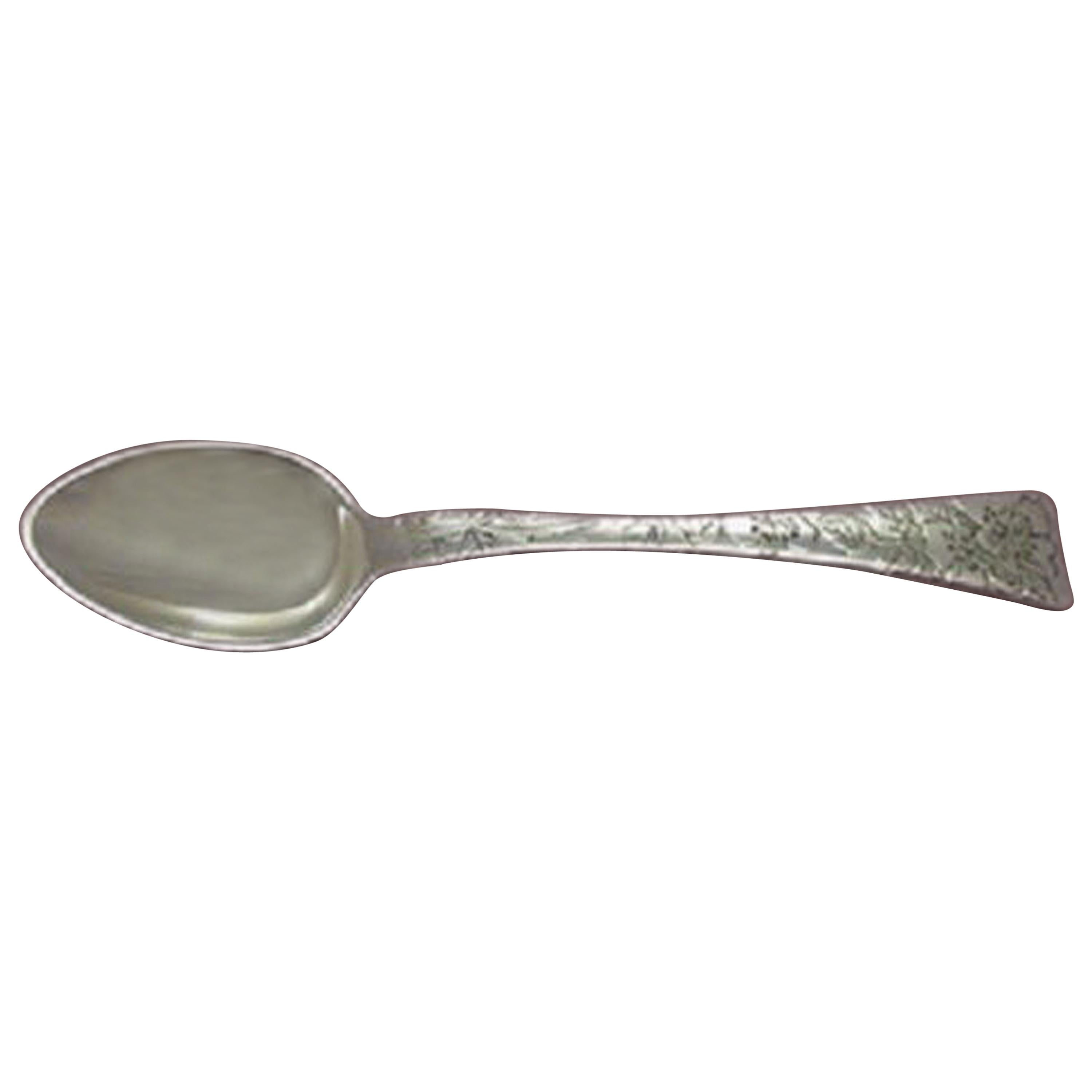 Lap over Edge Acid Etched by Tiffany Sterling Demitasse Spoon with Eglantine