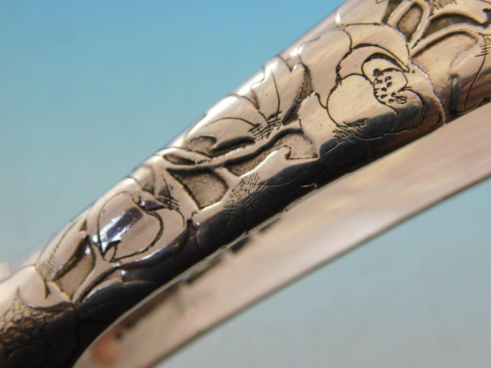 20th Century Lap Over Edge Acid Etched by Tiffany Sterling Silver Asparagus Tong Peony
