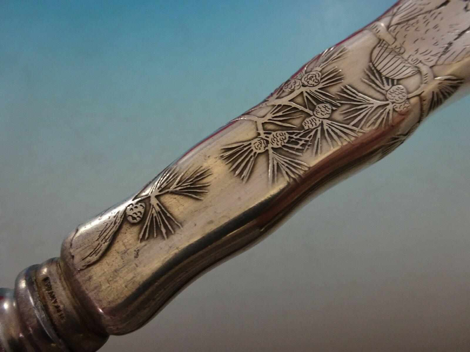 Lap Over Edge Acid Etched by Tiffany Sterling Silver Dinner Knife w/ Owl in Tree 1