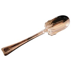 Lap Over Edge Acid Etched by Tiffany Sterling Silver Salad Serving Spoon Flowers