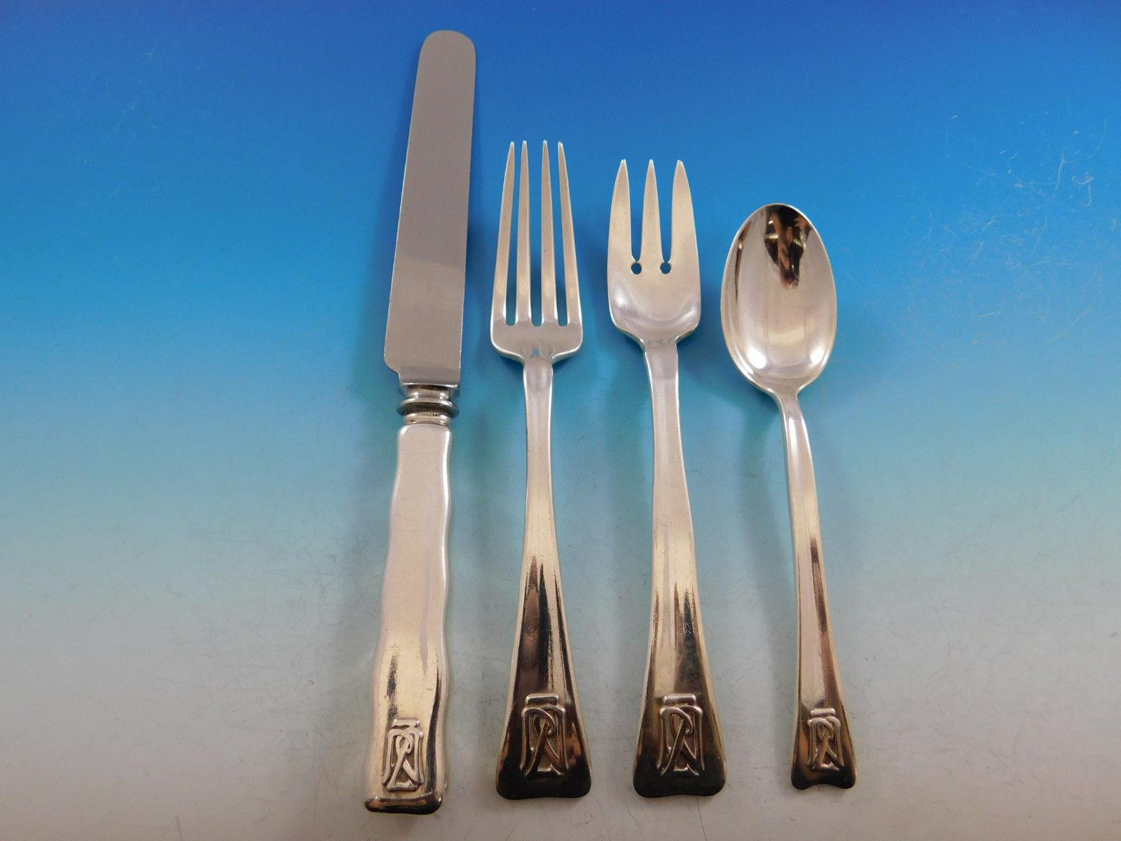 Lap over Edge by Tiffany and Co Sterling Silver Flatware Set 8 Service 112 Pcs In Excellent Condition In Big Bend, WI