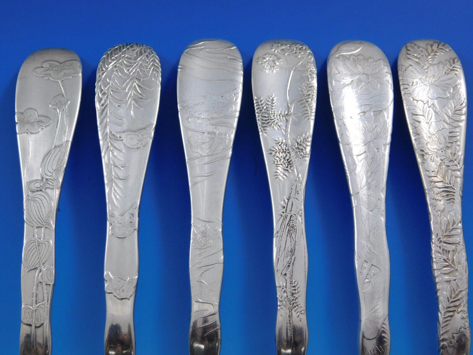 Lap Over Edge by Tiffany and Co Sterling Silver Flatware Set In Box Acid Etched 6