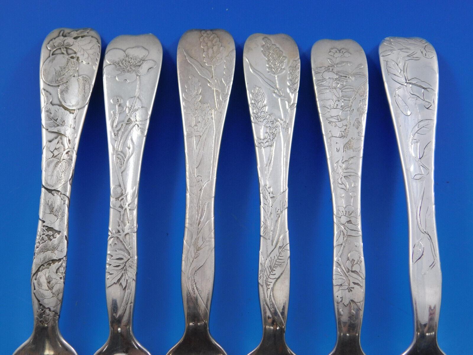 Lap Over Edge by Tiffany and Co Sterling Silver Flatware Set In Box Acid Etched 8