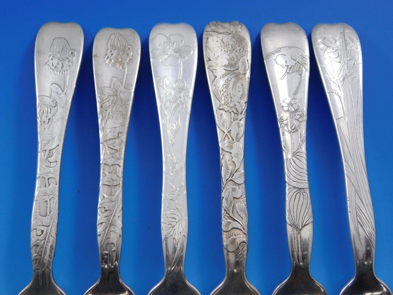 Lap Over Edge by Tiffany and Co Sterling Silver Flatware Set In Box Acid Etched 9