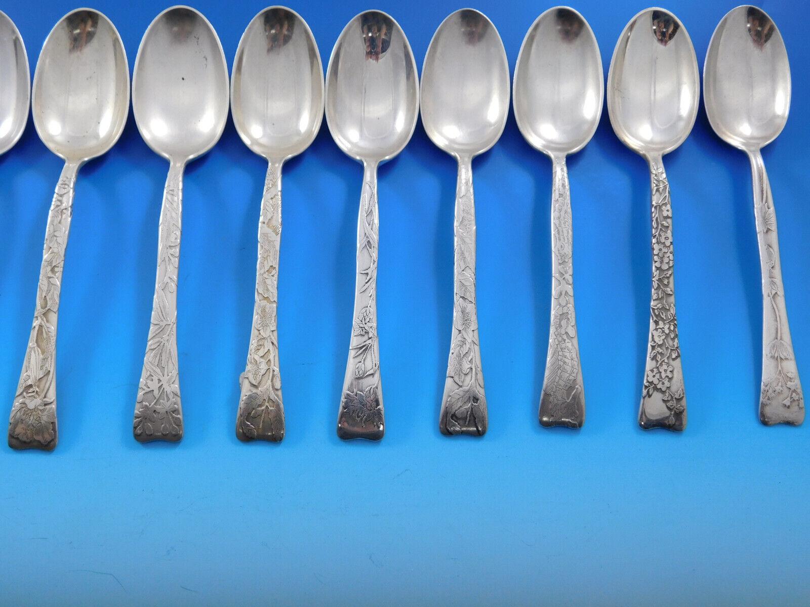 Lap Over Edge by Tiffany and Co Sterling Silver Flatware Set In Box Acid Etched 12