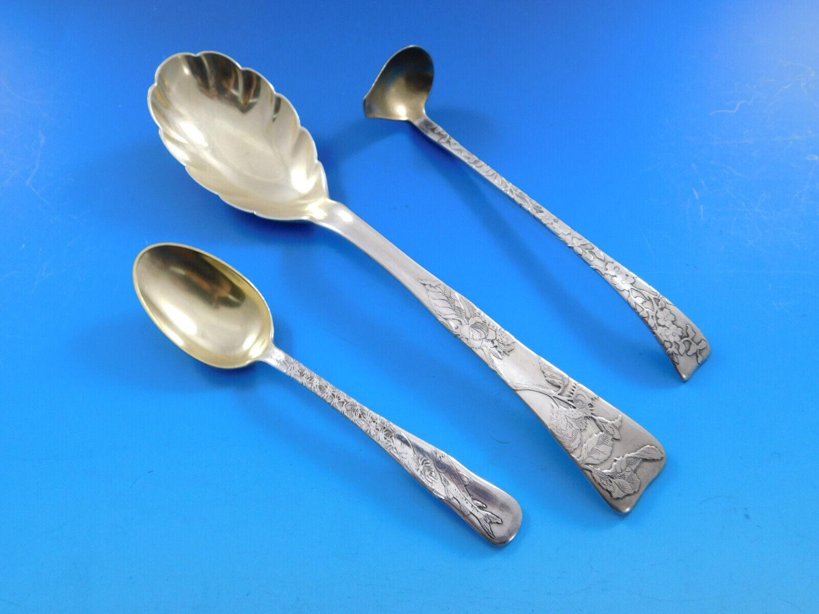 Lap Over Edge by Tiffany and Co Sterling Silver Flatware Set In Box Acid Etched 15