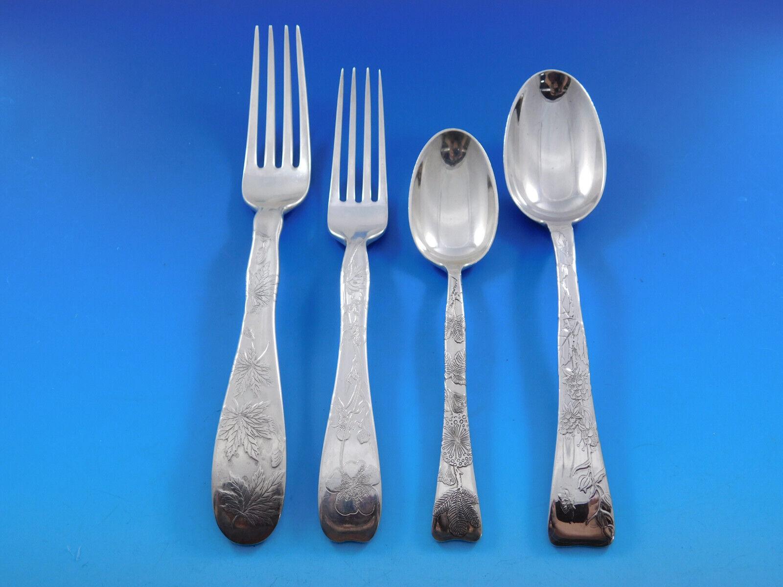 Designed by Charles Grosjean (1841-1888). Grosjean worked in his family's firm which produced high end silverware to prominent New York City retailers, including Tiffany. Upon his father's death, Grosjean left his family firm to become