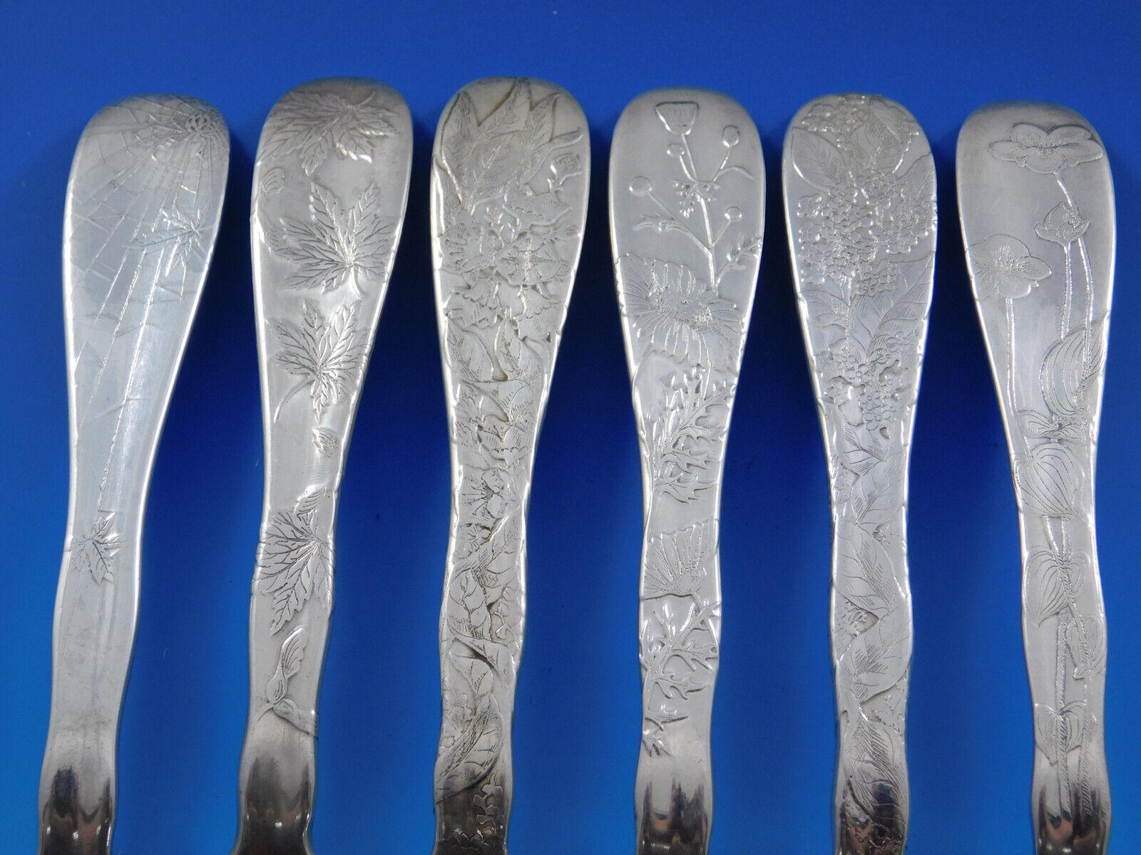 Lap Over Edge by Tiffany and Co Sterling Silver Flatware Set In Box Acid Etched 5