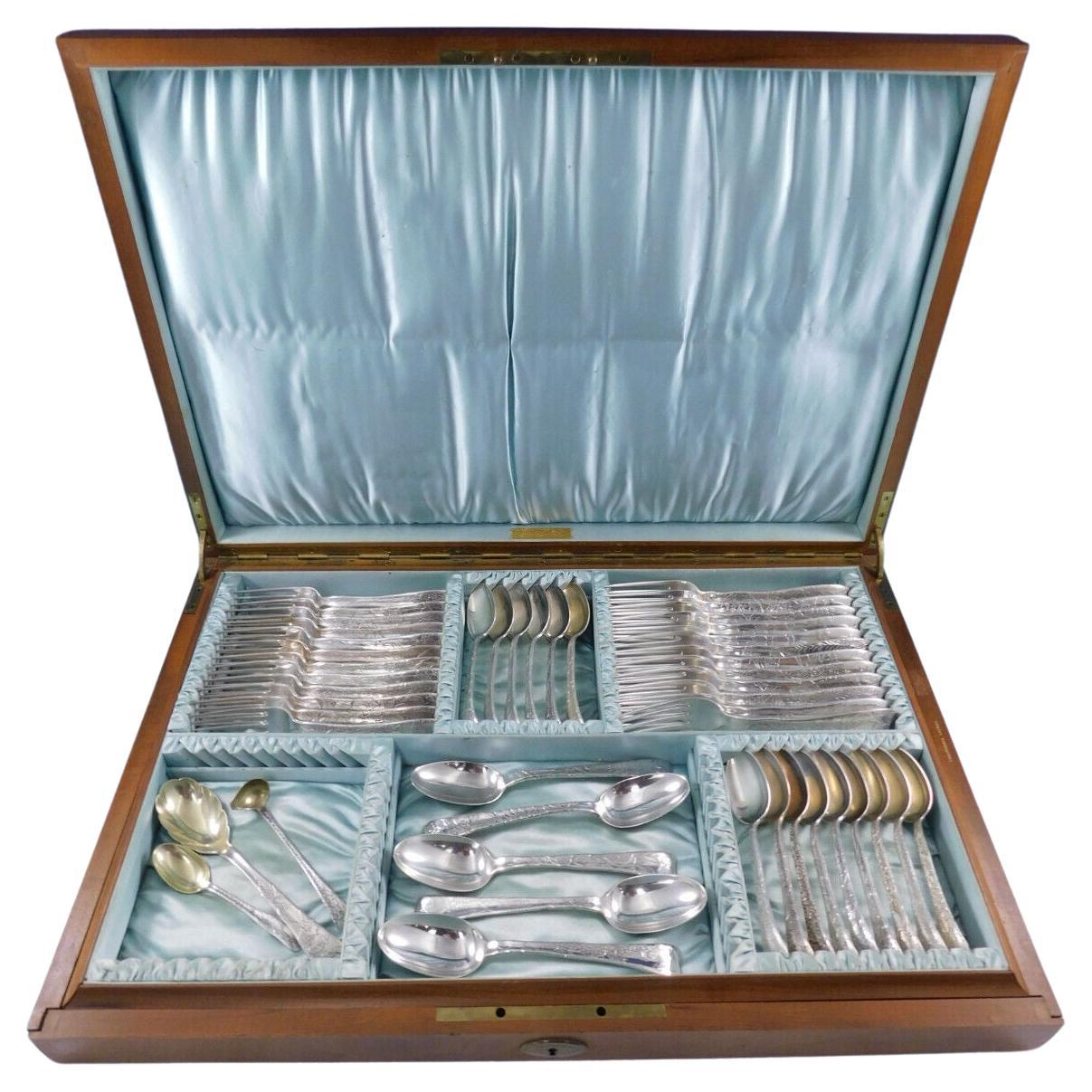 Lap Over Edge by Tiffany and Co Sterling Silver Flatware Set In Box Acid Etched