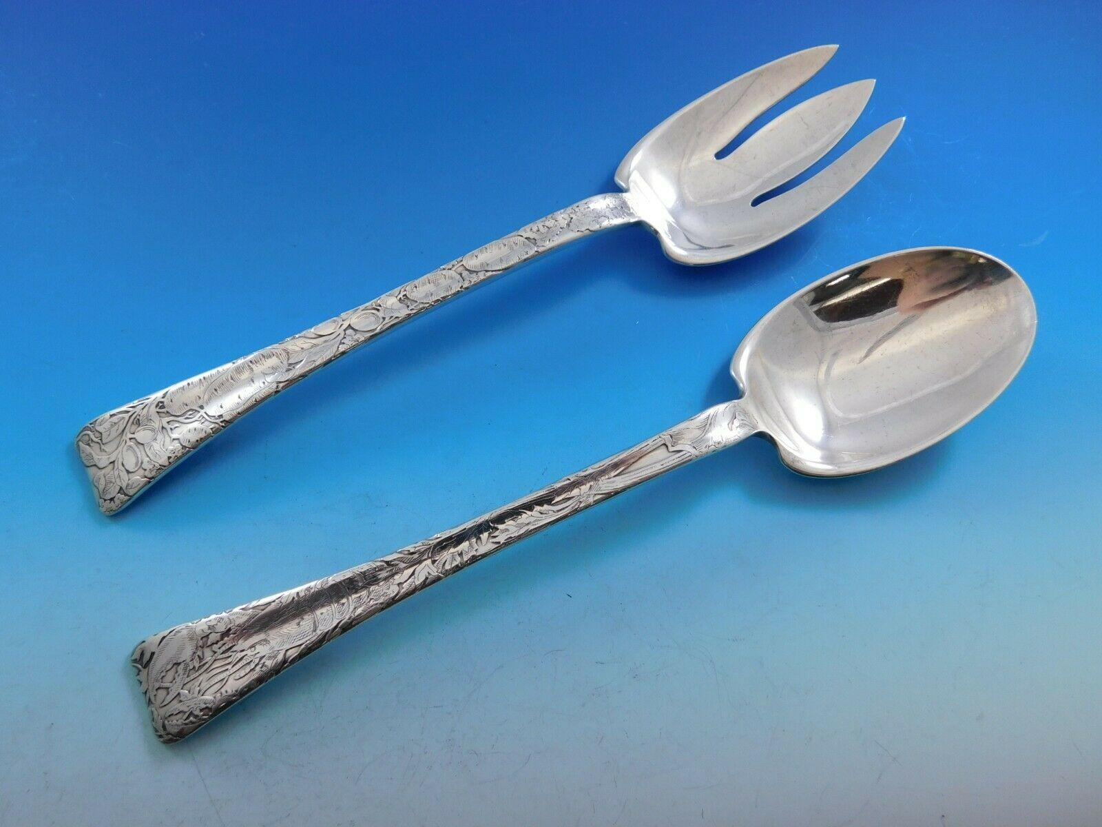 Set di posate in argento Sterling Lap Over Edge by Tiffany & Co. Servizio inciso all'acido in vendita 7