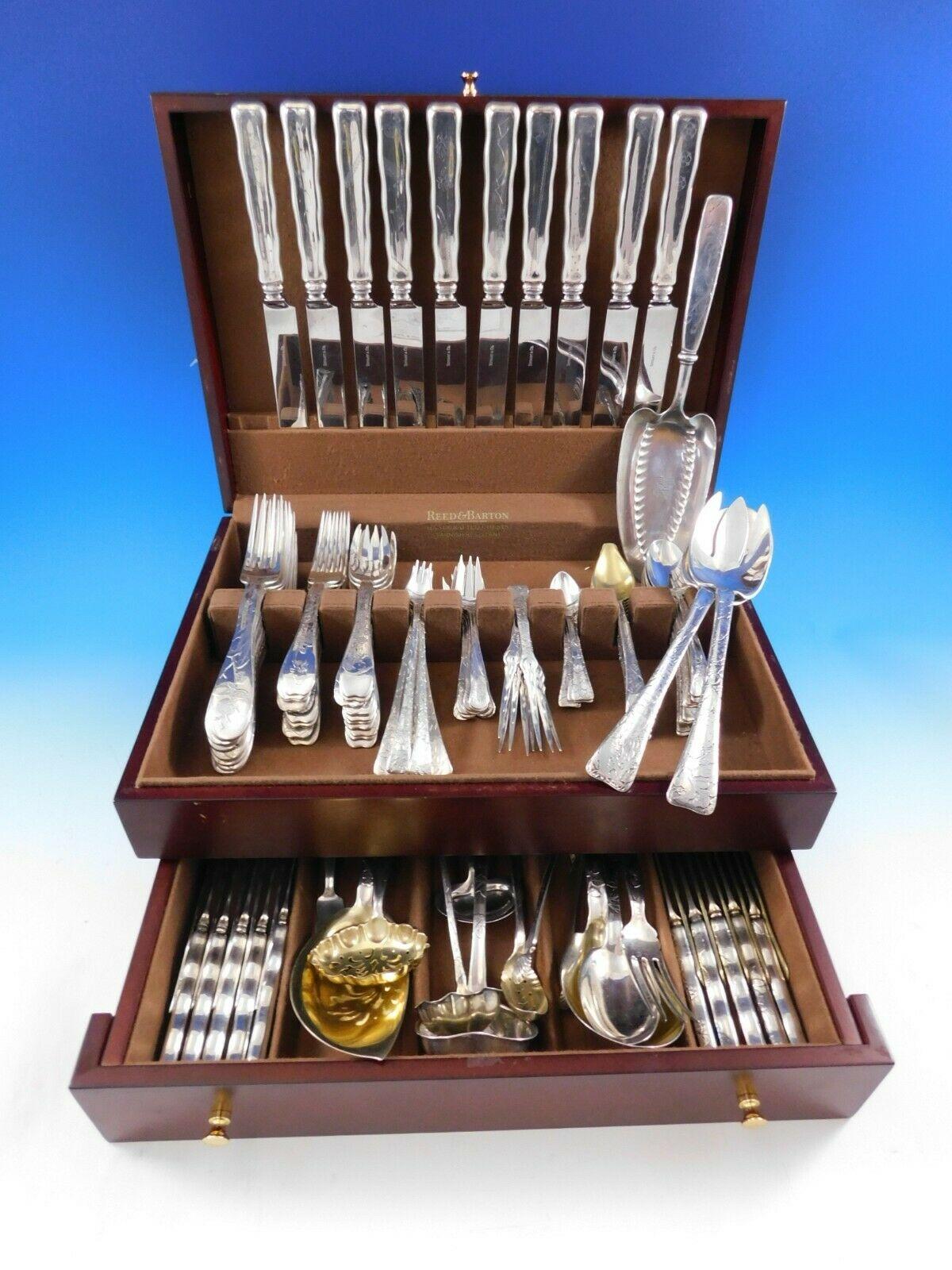 an assembled american silver lap over etched flatware service price