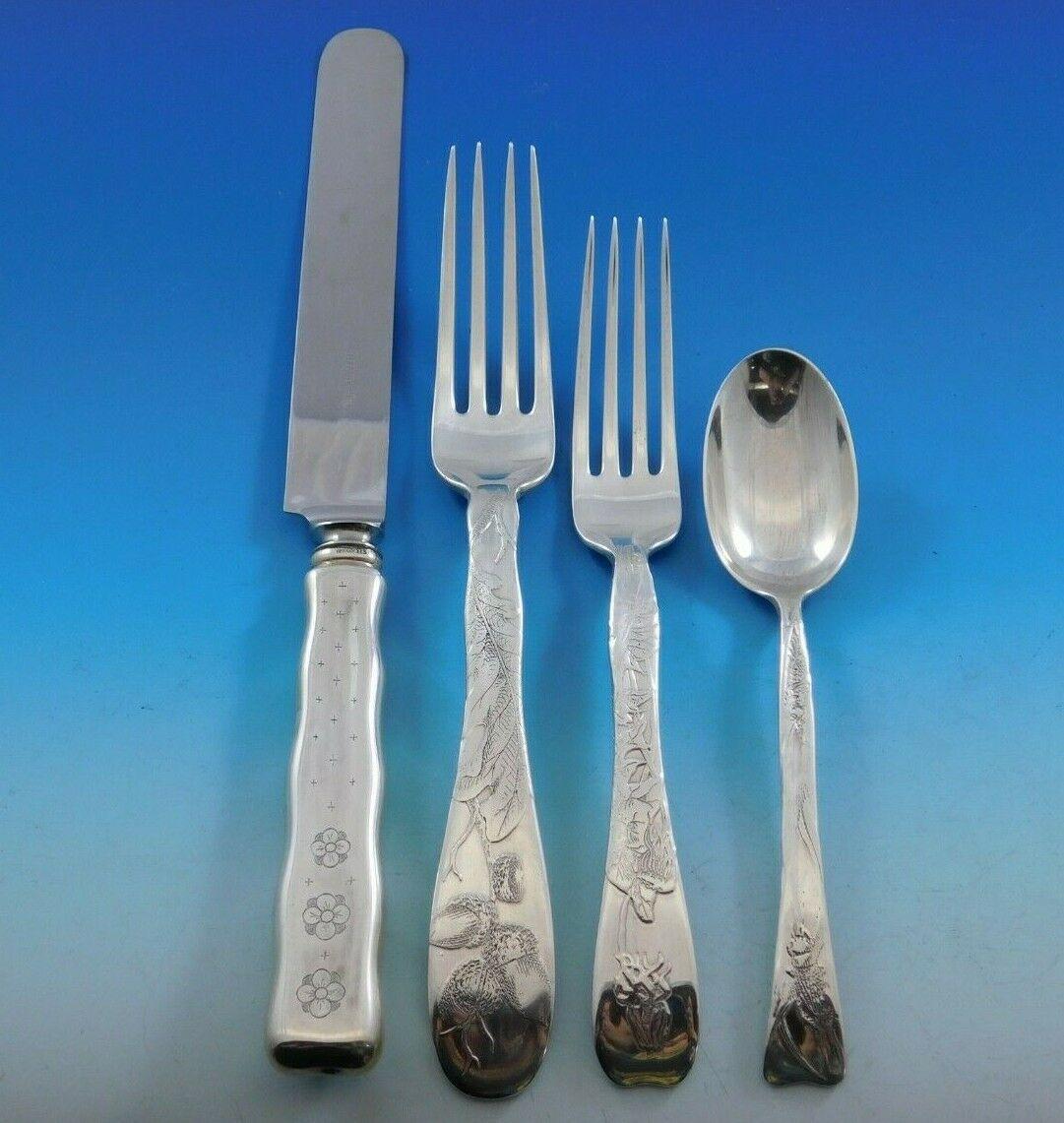 an assembled american silver lap over etched flatware service