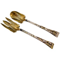 Lap over Edge by Tiffany Sterling Silver Long Salad Serving Set Applied Elements