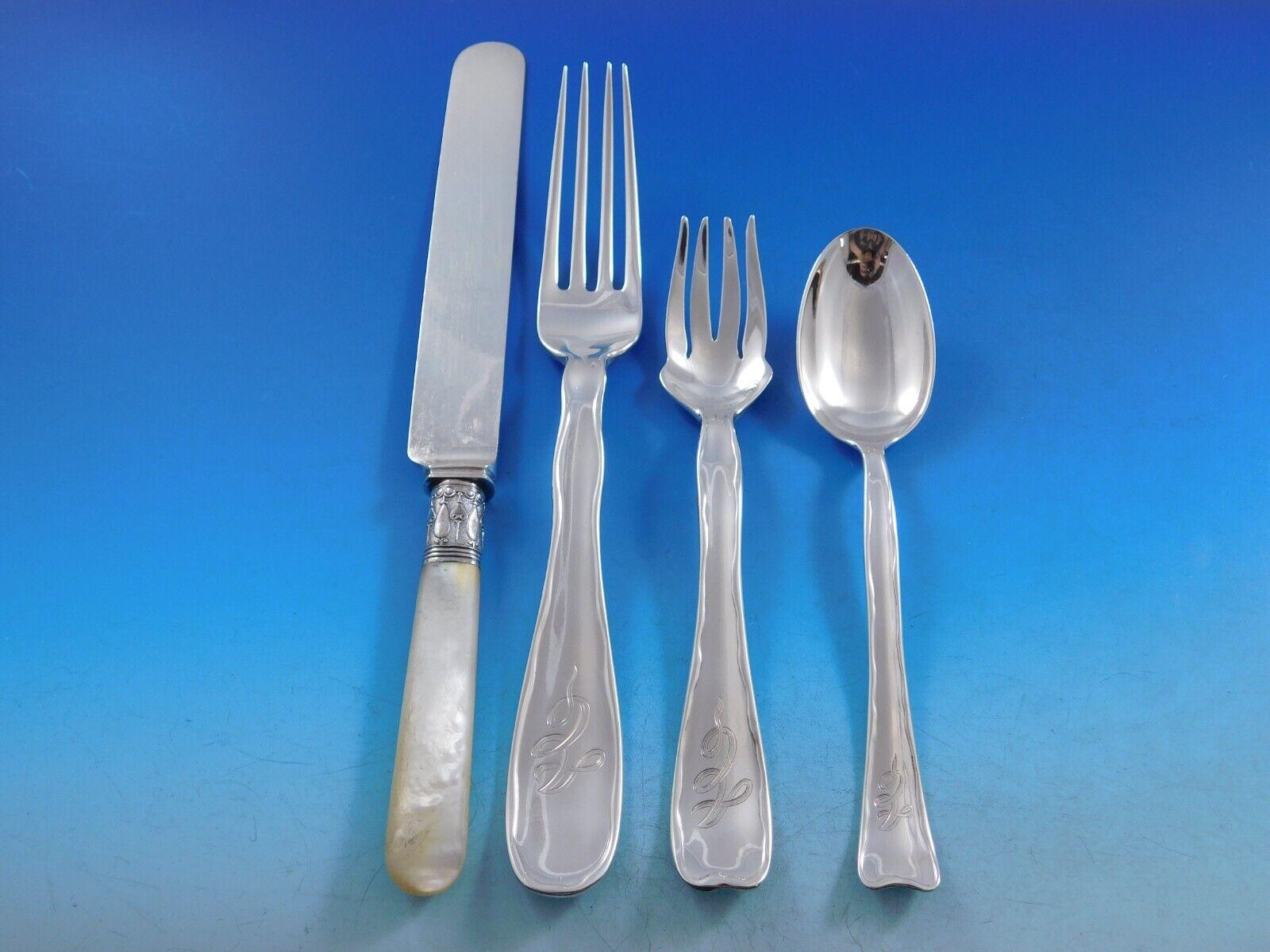 Lap Over Edge Plain by Tiffany & Co. Sterling Silver Flatware Set Service 108 pc In Excellent Condition For Sale In Big Bend, WI